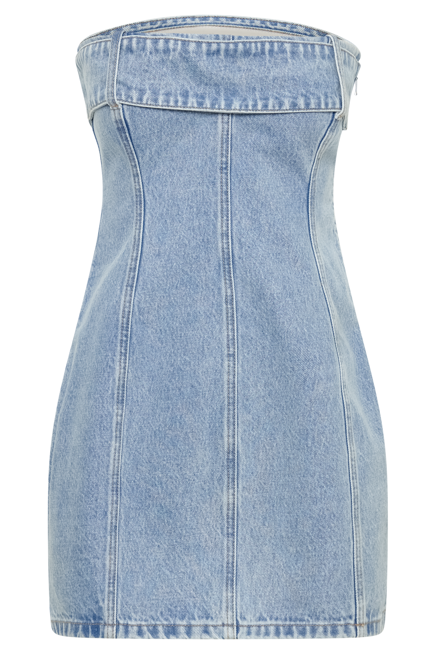 MESHKI Teddi Denim Mini Dress - Mid Blue