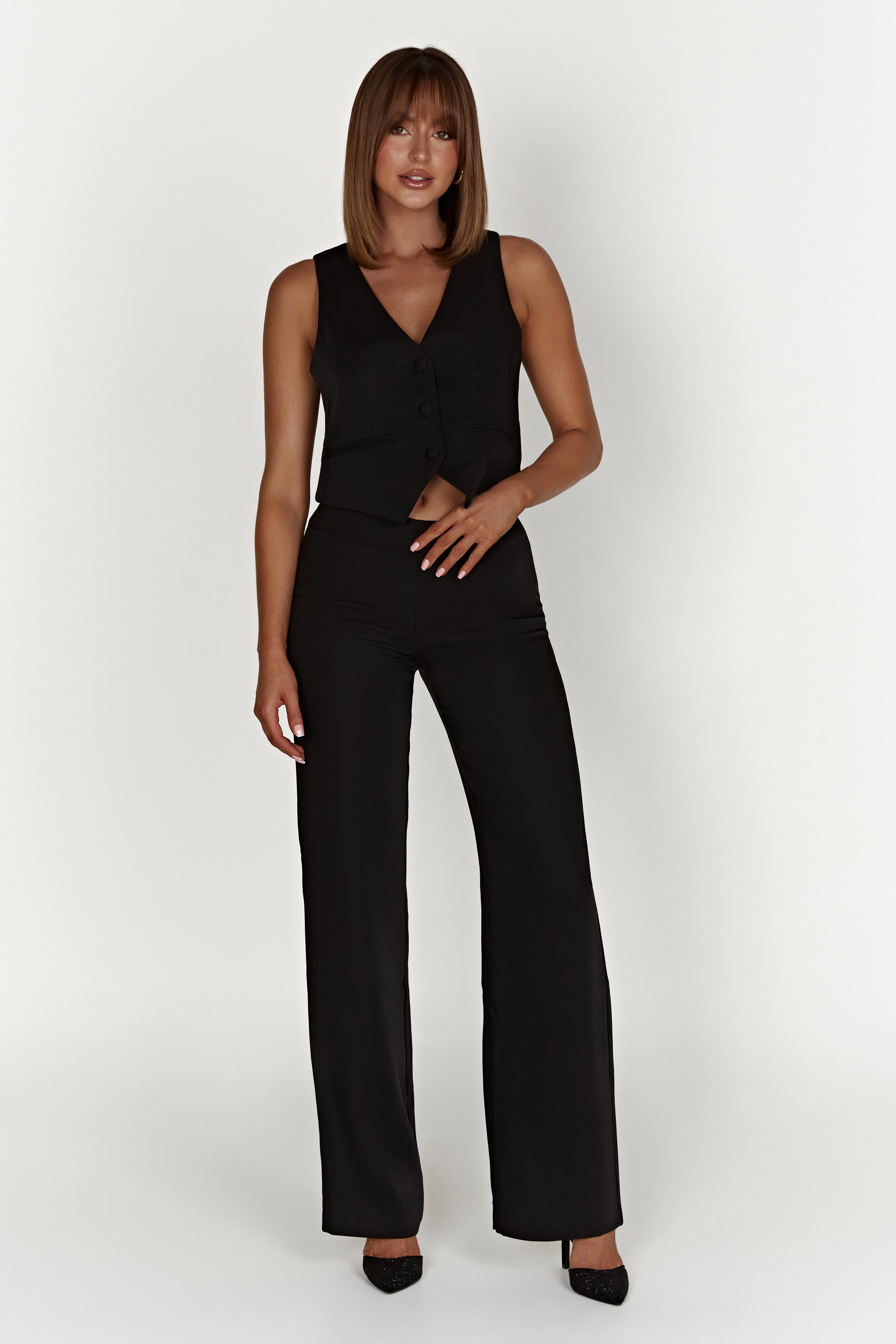 MESHKI Laurie Low Rise Suiting Pant - Black