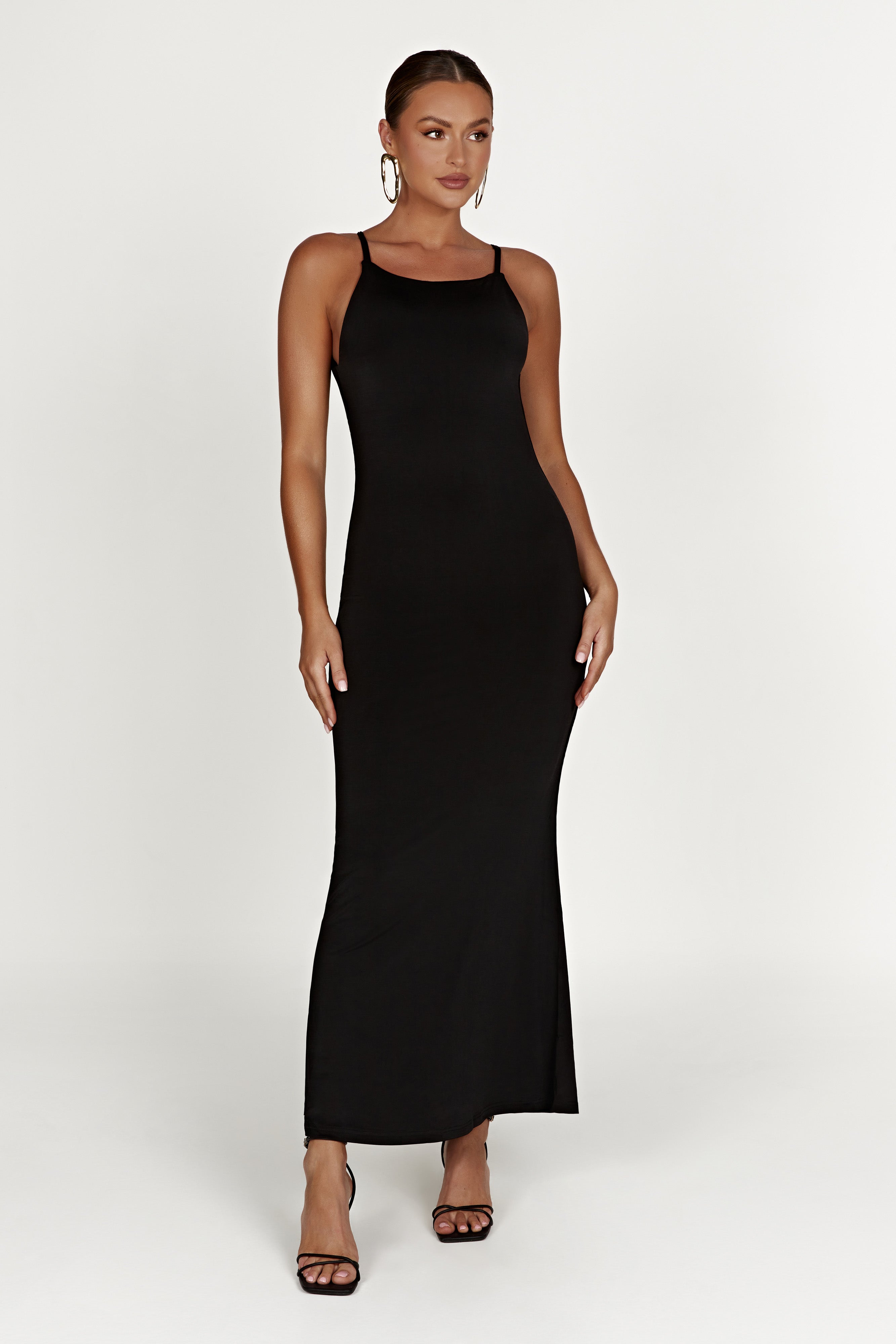 MESHKI Dorit Slinky Backless Maxi Dress - Black