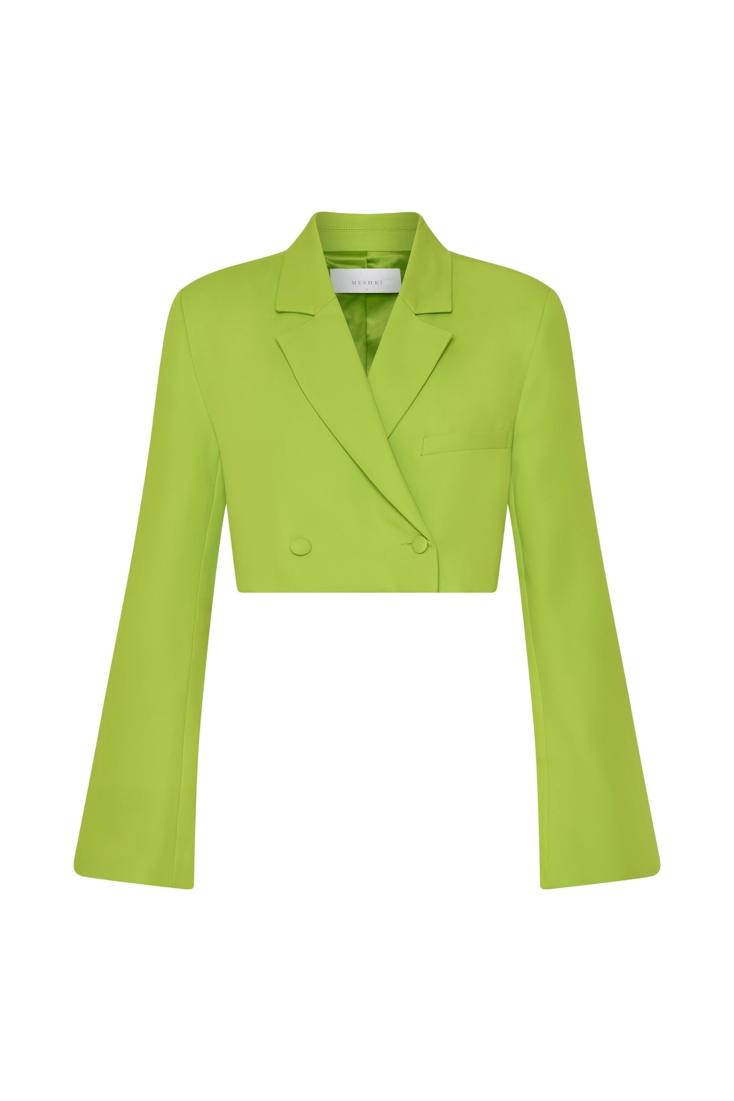 MESHKI Luella Flared Cropped Blazer - Lime Green