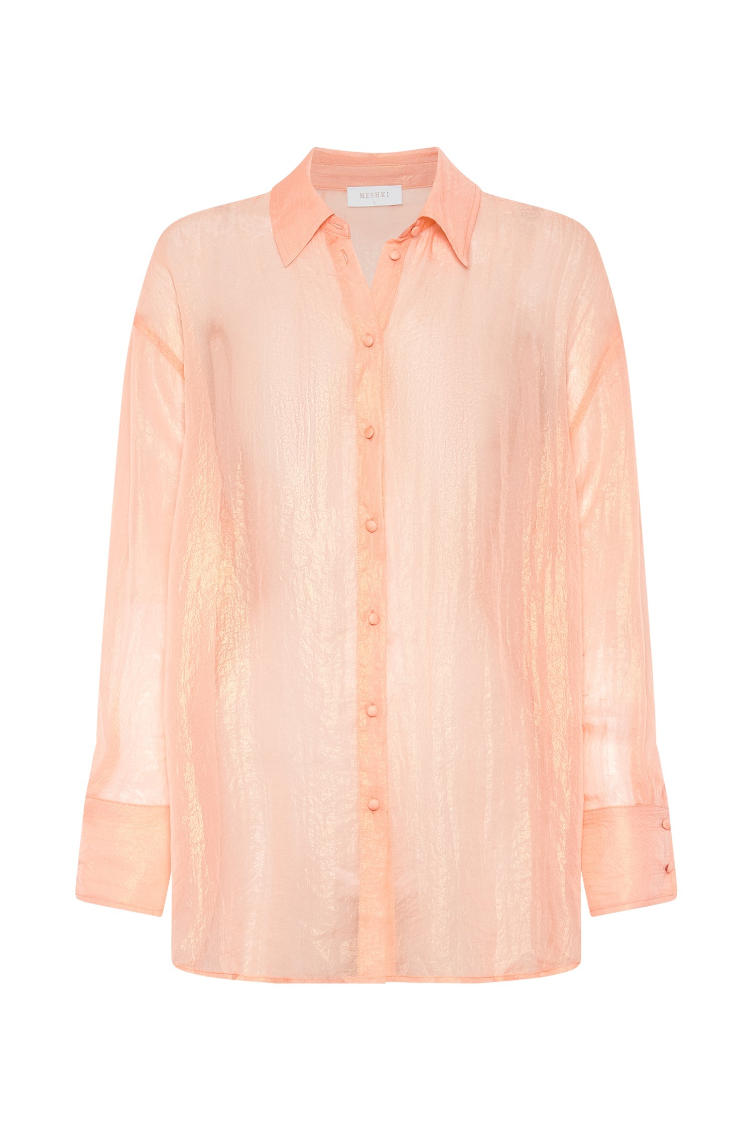 Molly Oversized Sheer Iridescent Shirt - Peach