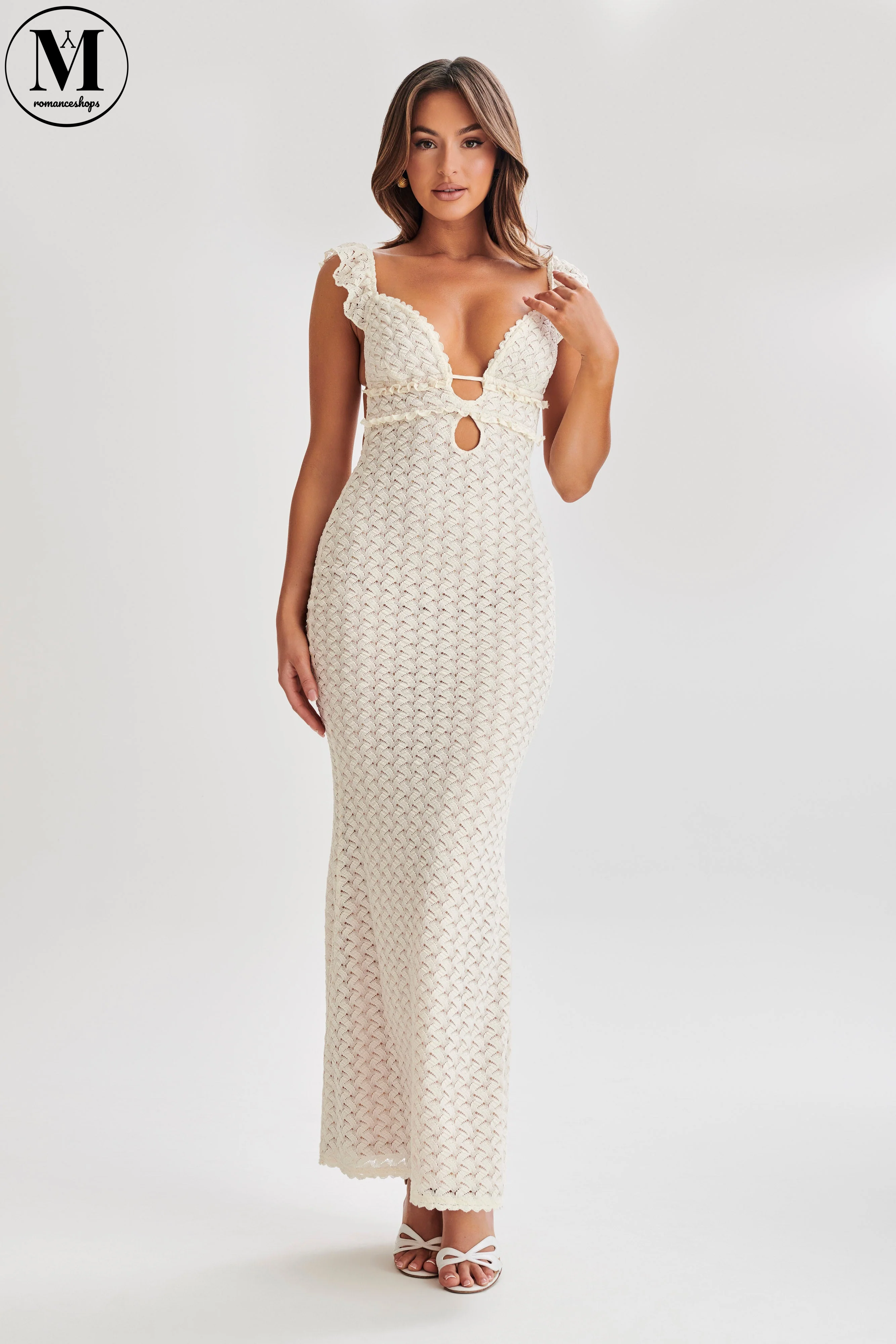 MESHKI Ezra Lace Maxi Dress - Ivory