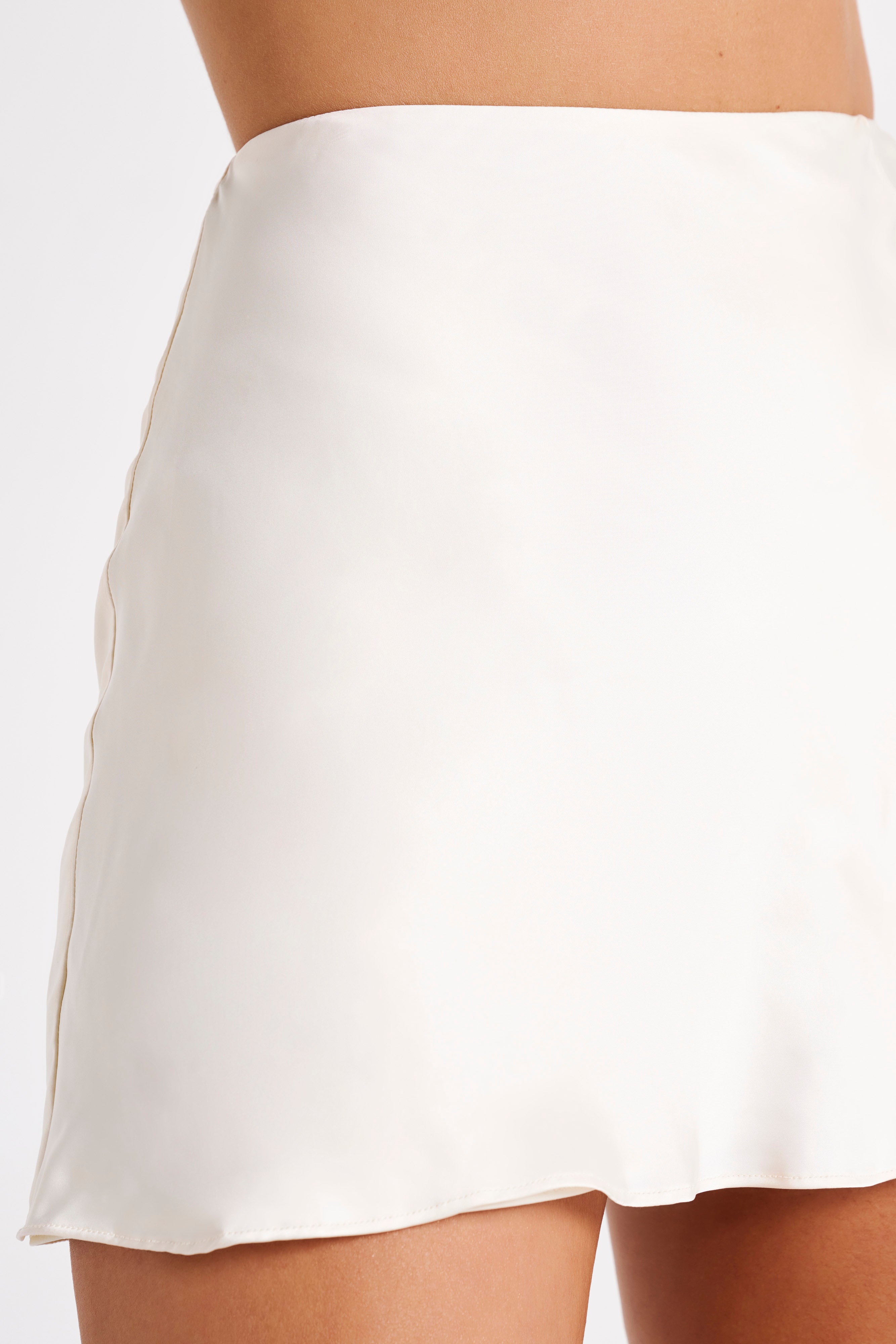 MESHKI Hartley Satin Mini Skirt - Ivory