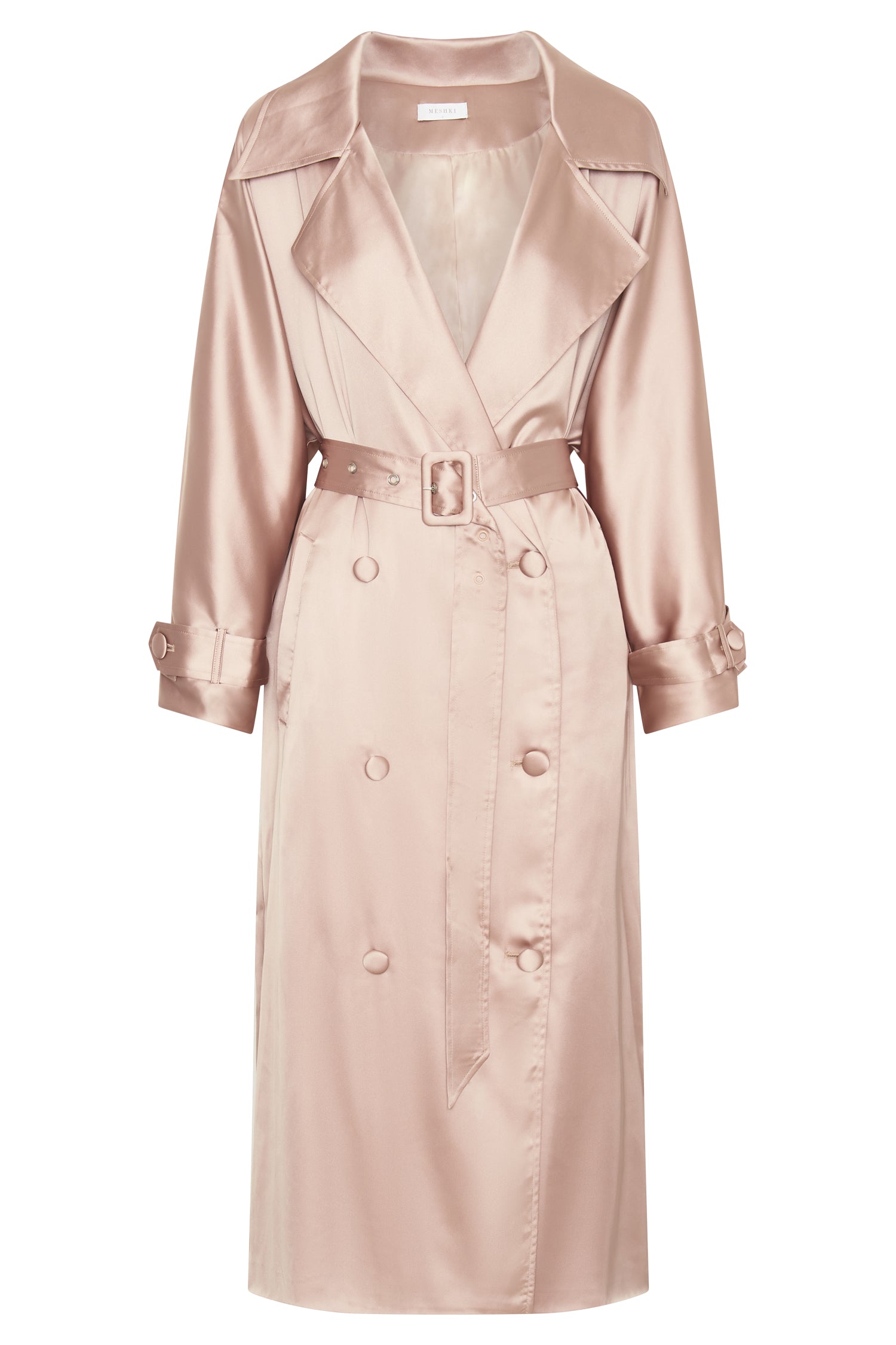 MESHKI Azaela Satin Trench Coat - Champagne