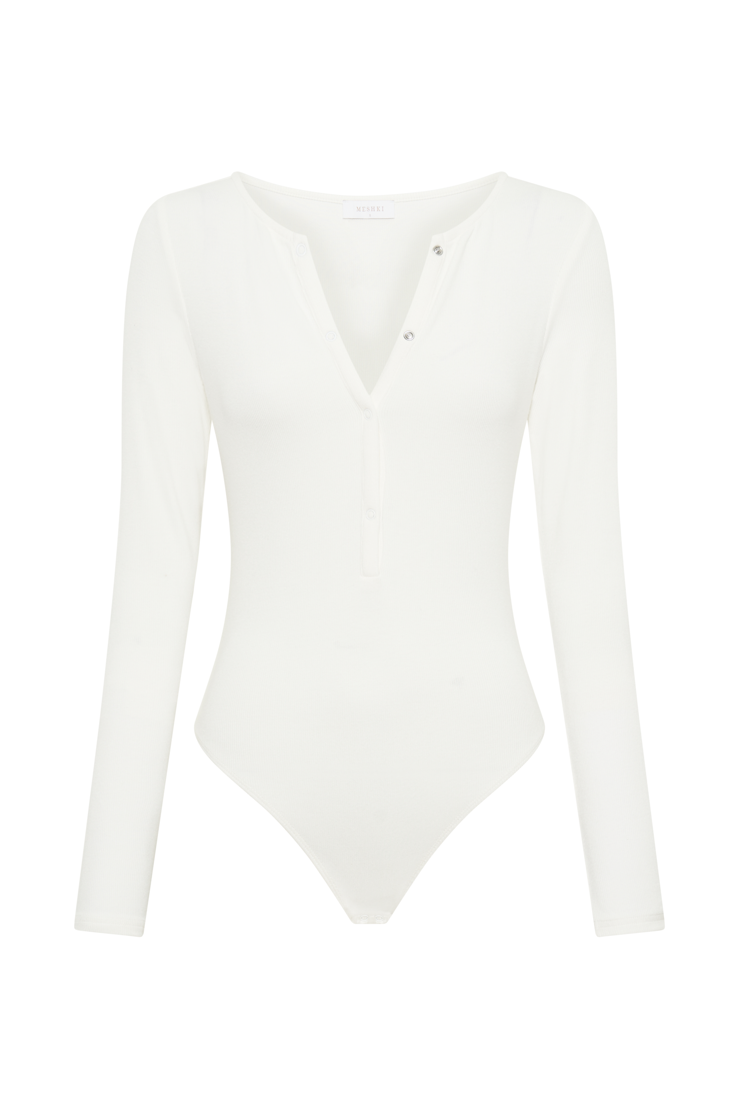 MESHKI Naomi Long Sleeve Bodysuit - White