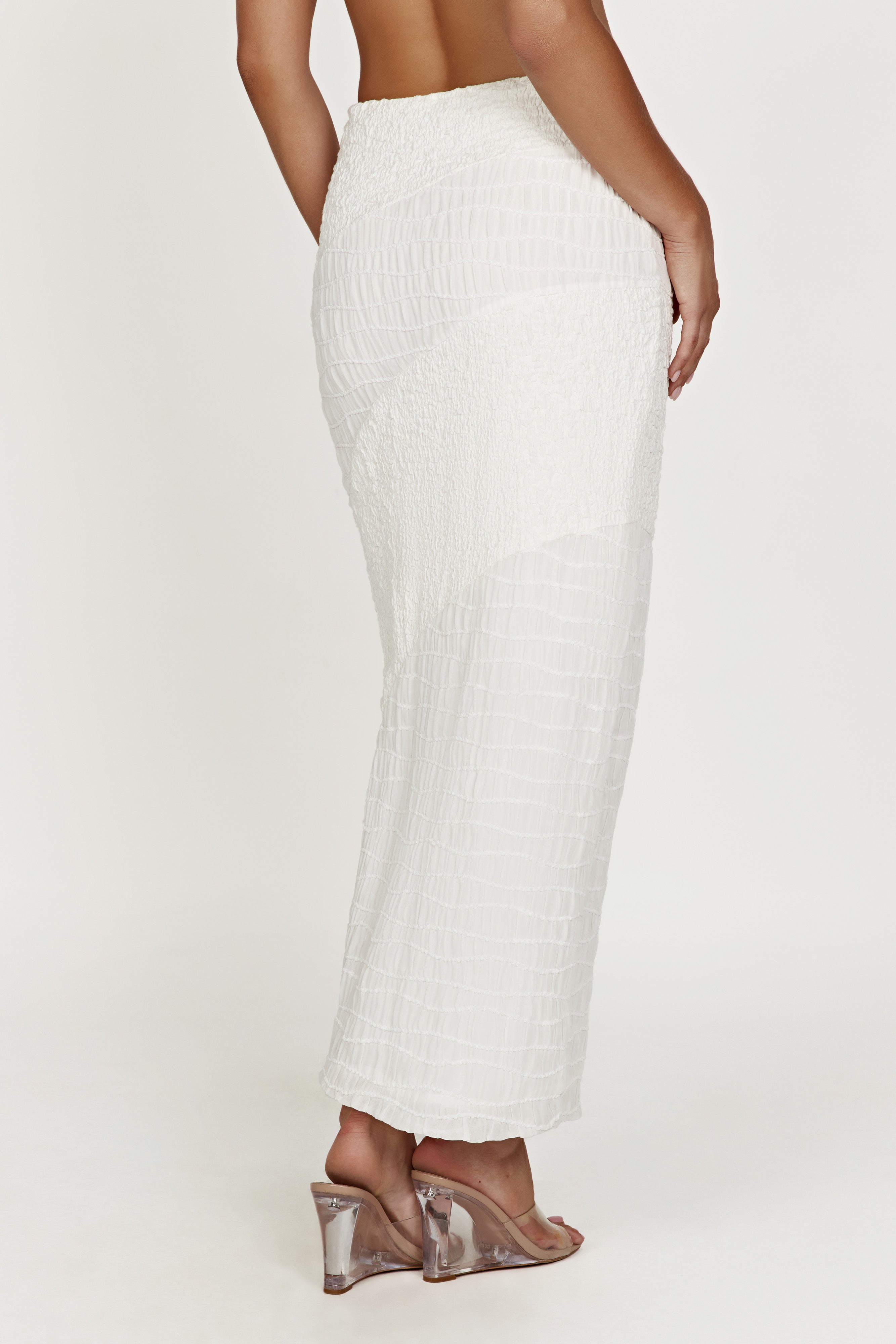 MESHKI Nyah Textured Midi Skirt - White