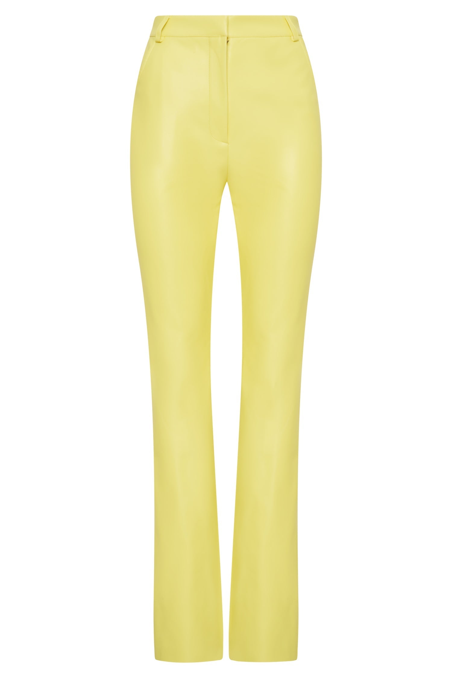 MESHKI Tyra Straight Leg Faux Leather Pants - Lemon