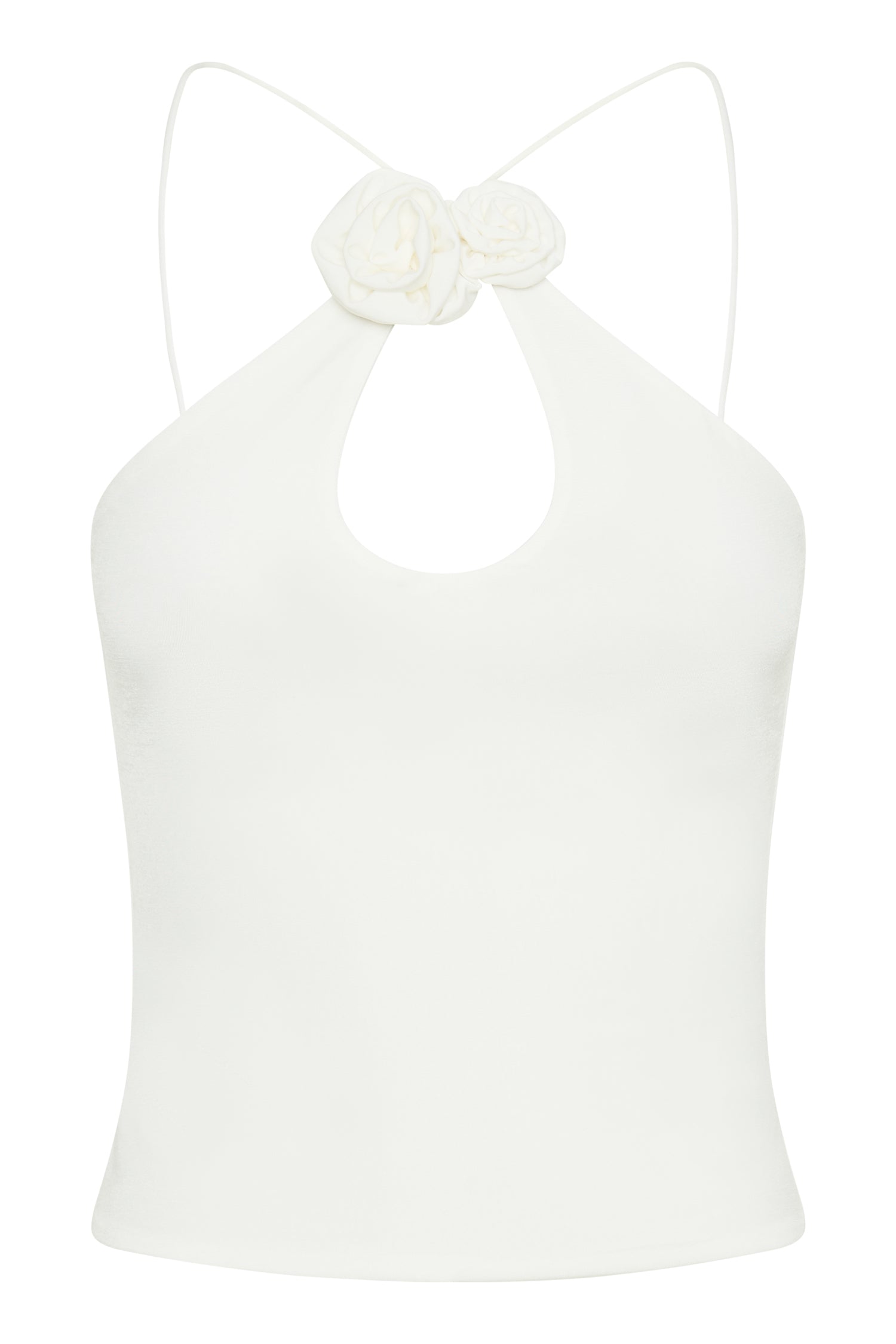 MESHKI Adeline Rose Halter Top - White