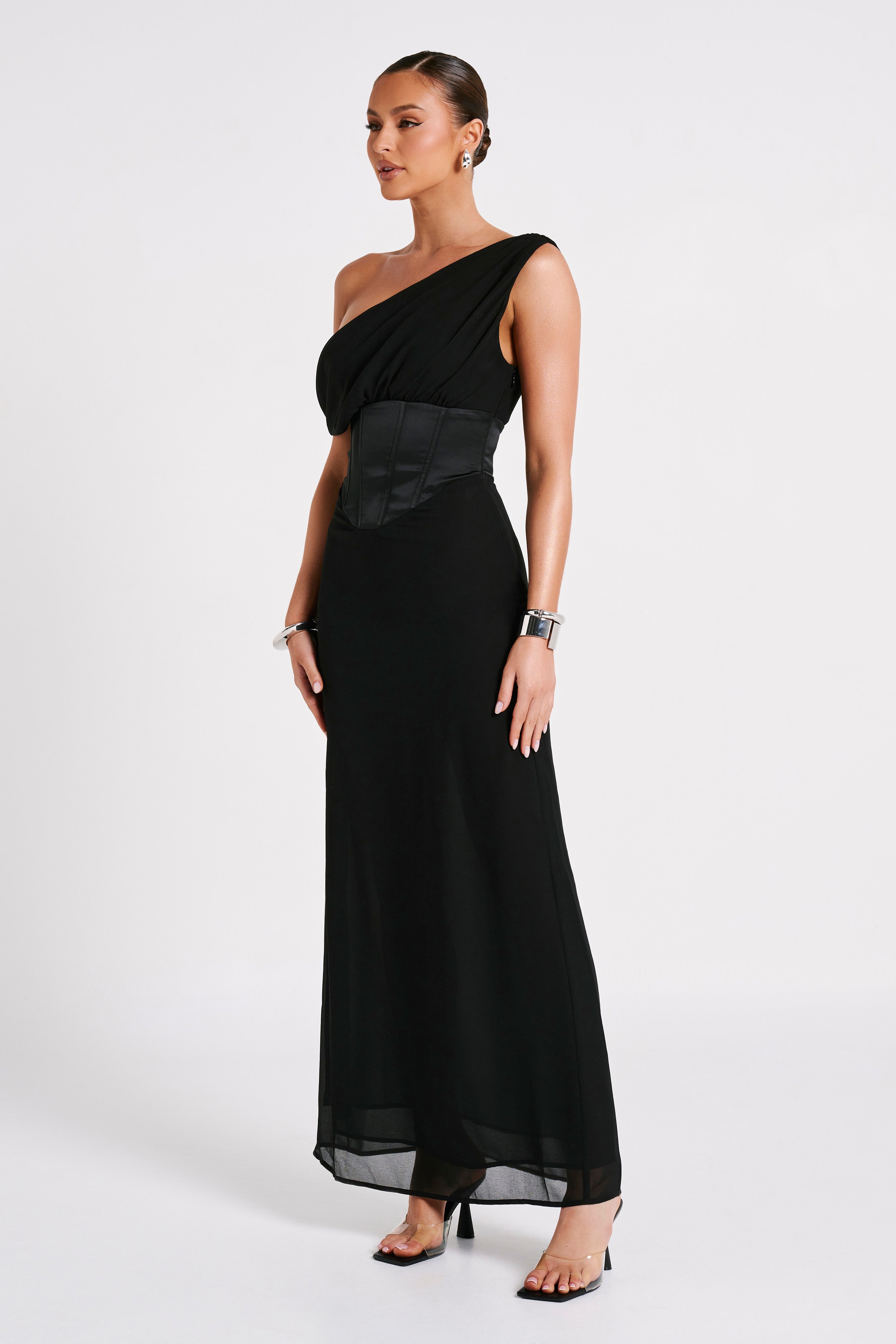 MESHKI Courtney Chiffon Maxi Dress - Black