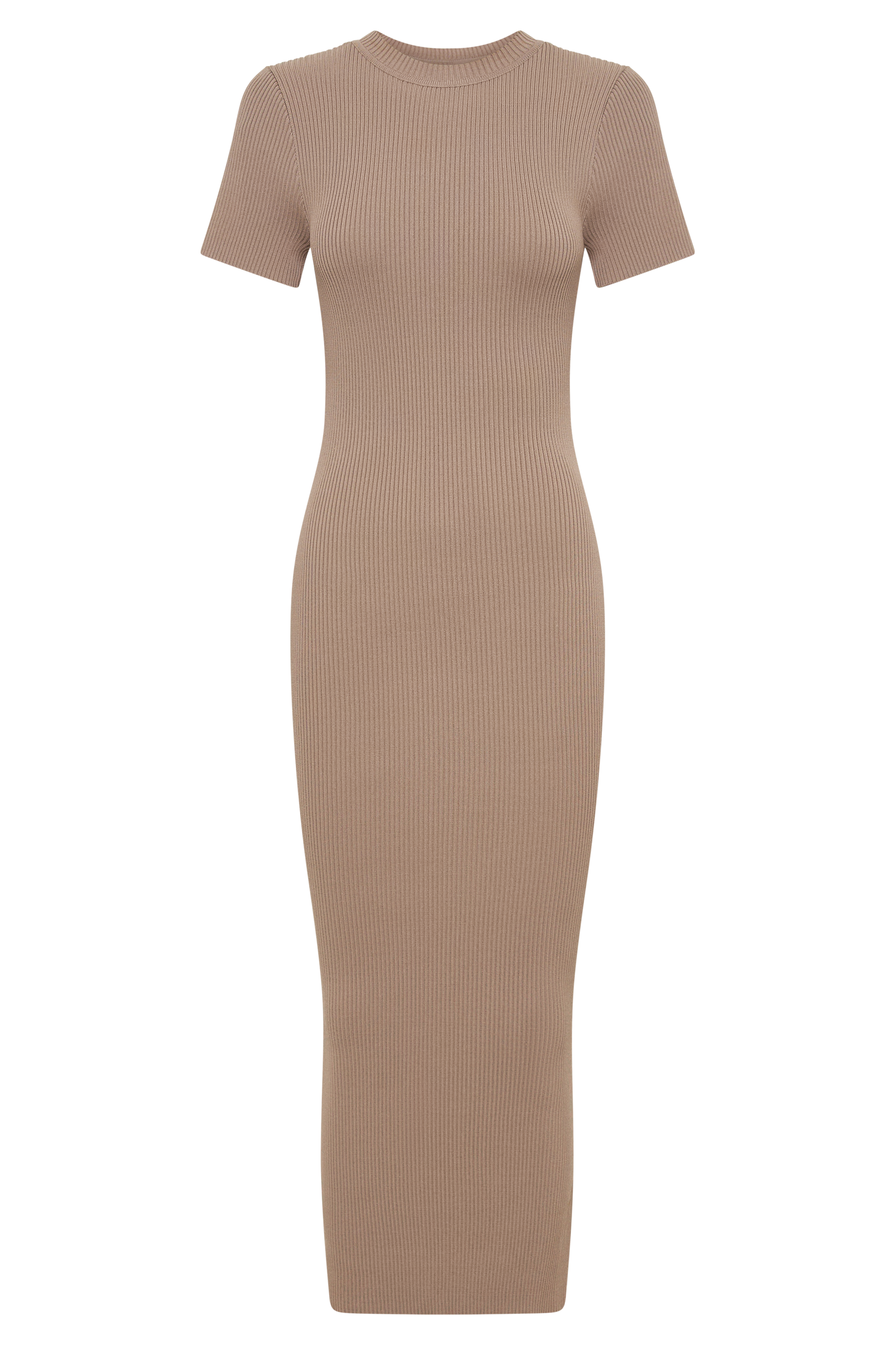 MESHKI Sonia Short Sleeve Knit Midi Dress - Taupe