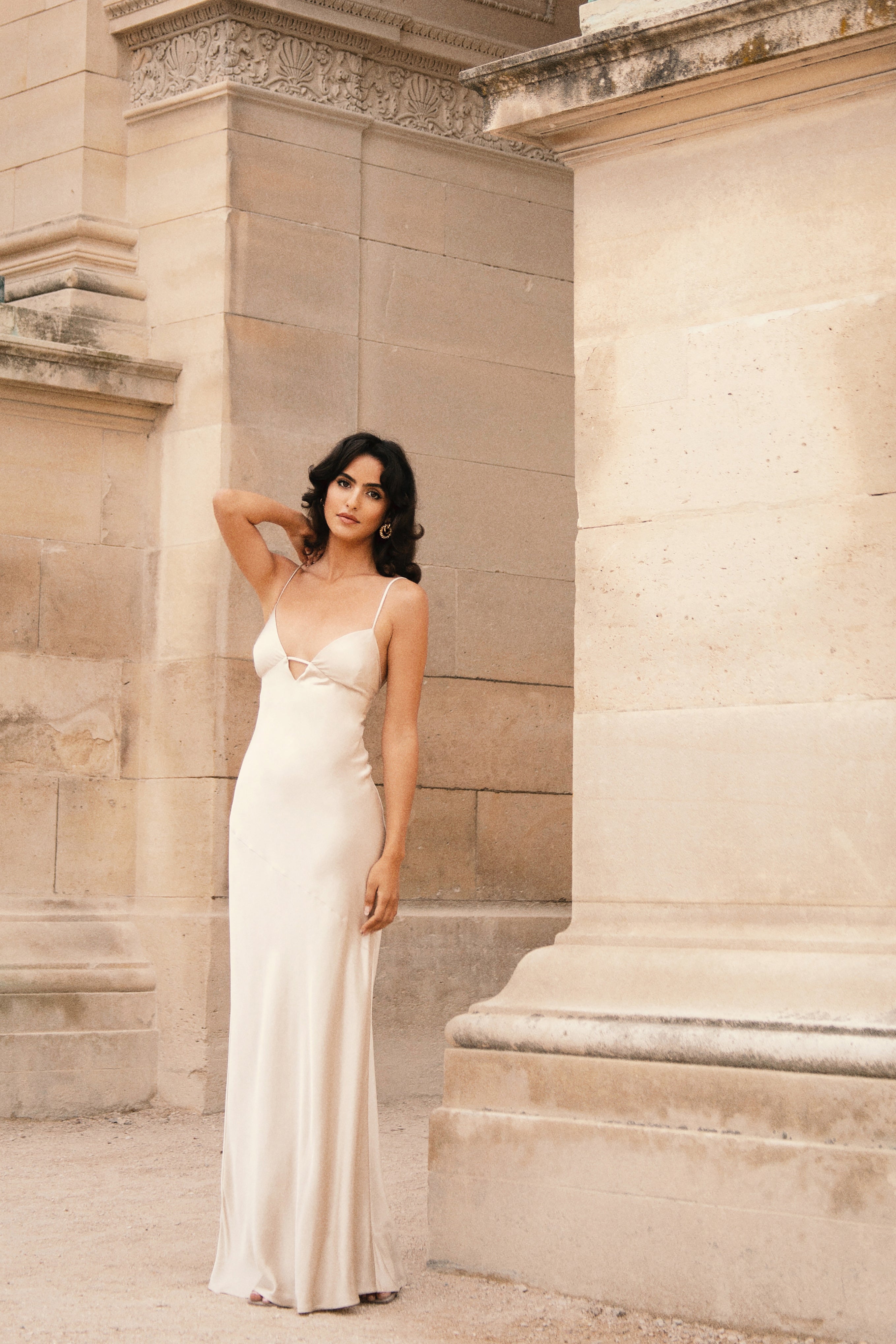 MESHKI Cora Tie Back Maxi Slip Dress - Champagne