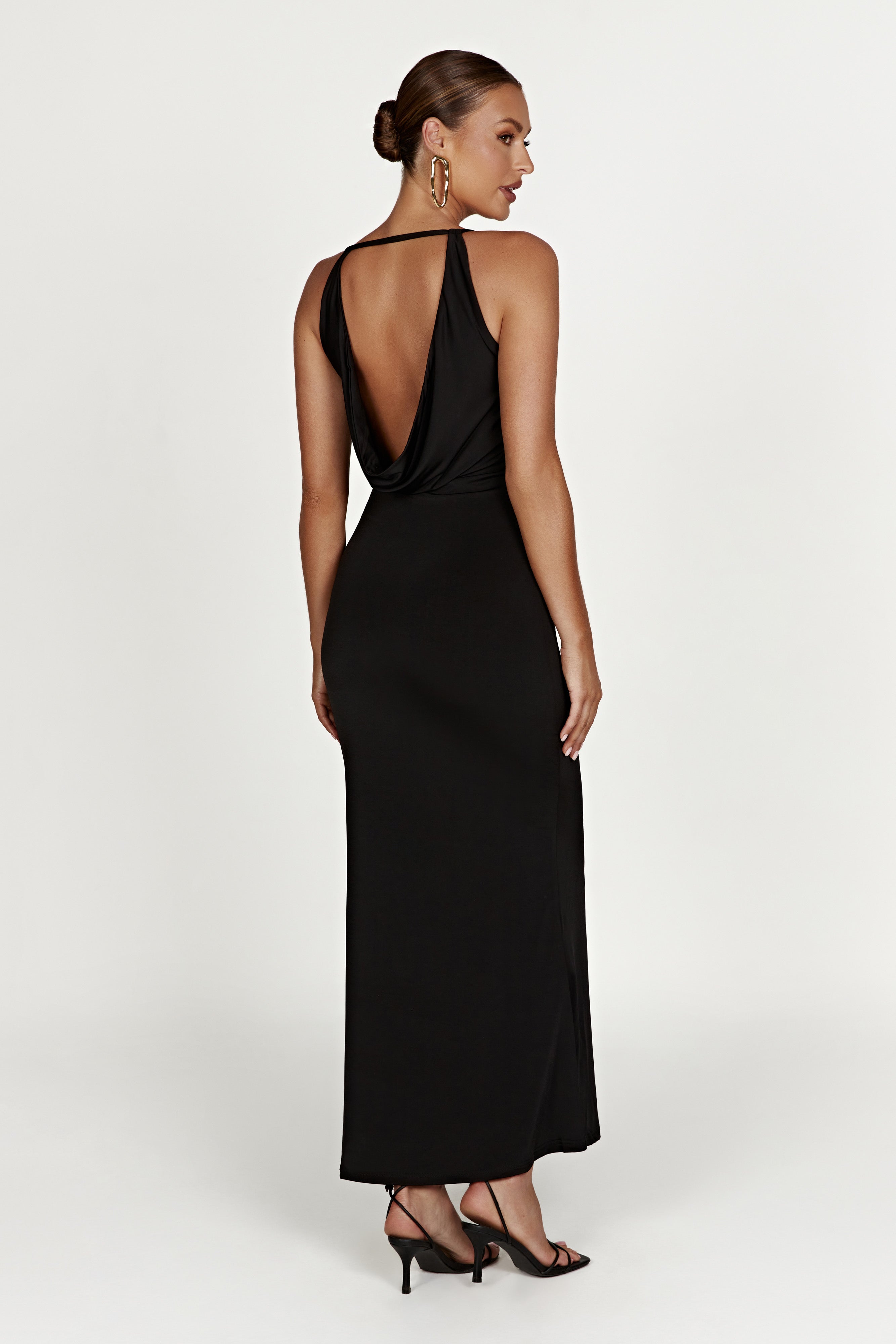 MESHKI Dorit Slinky Backless Maxi Dress - Black