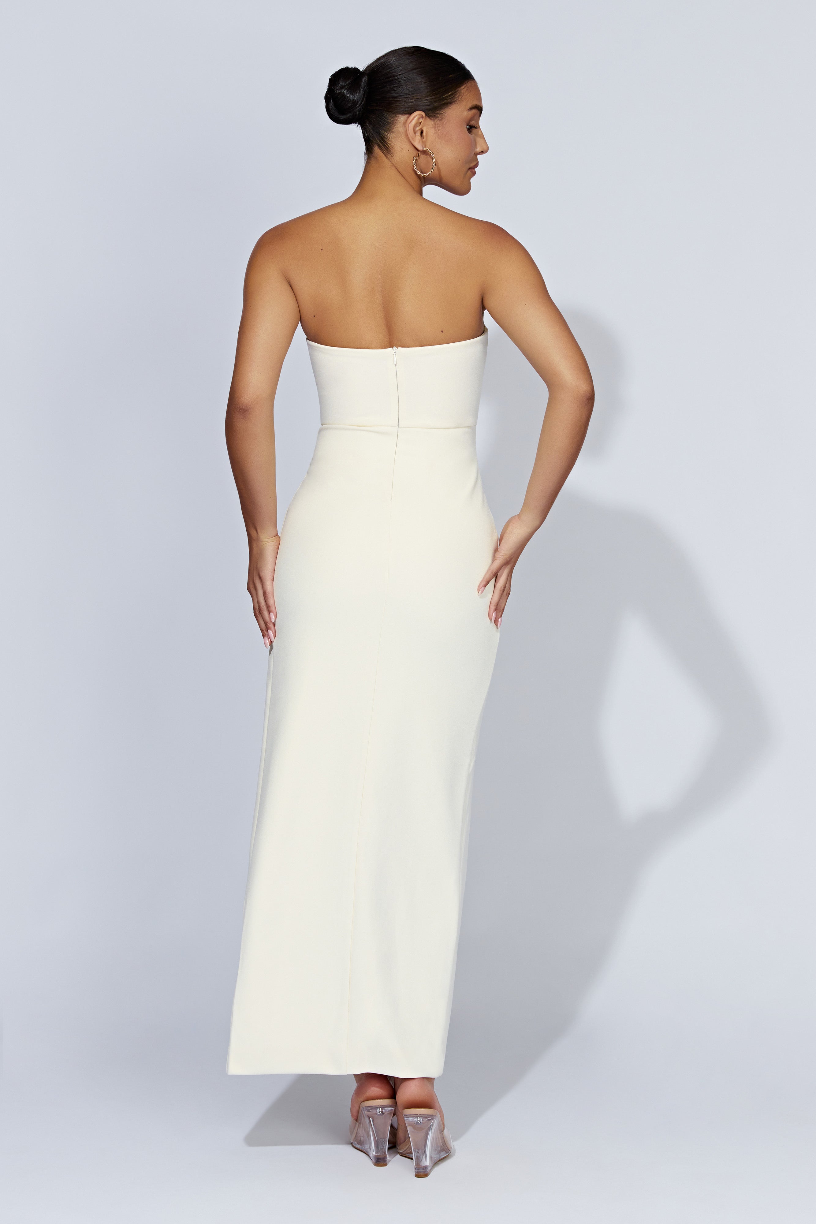 MESHKI Rachel Maxi Split Front Dress - Bone