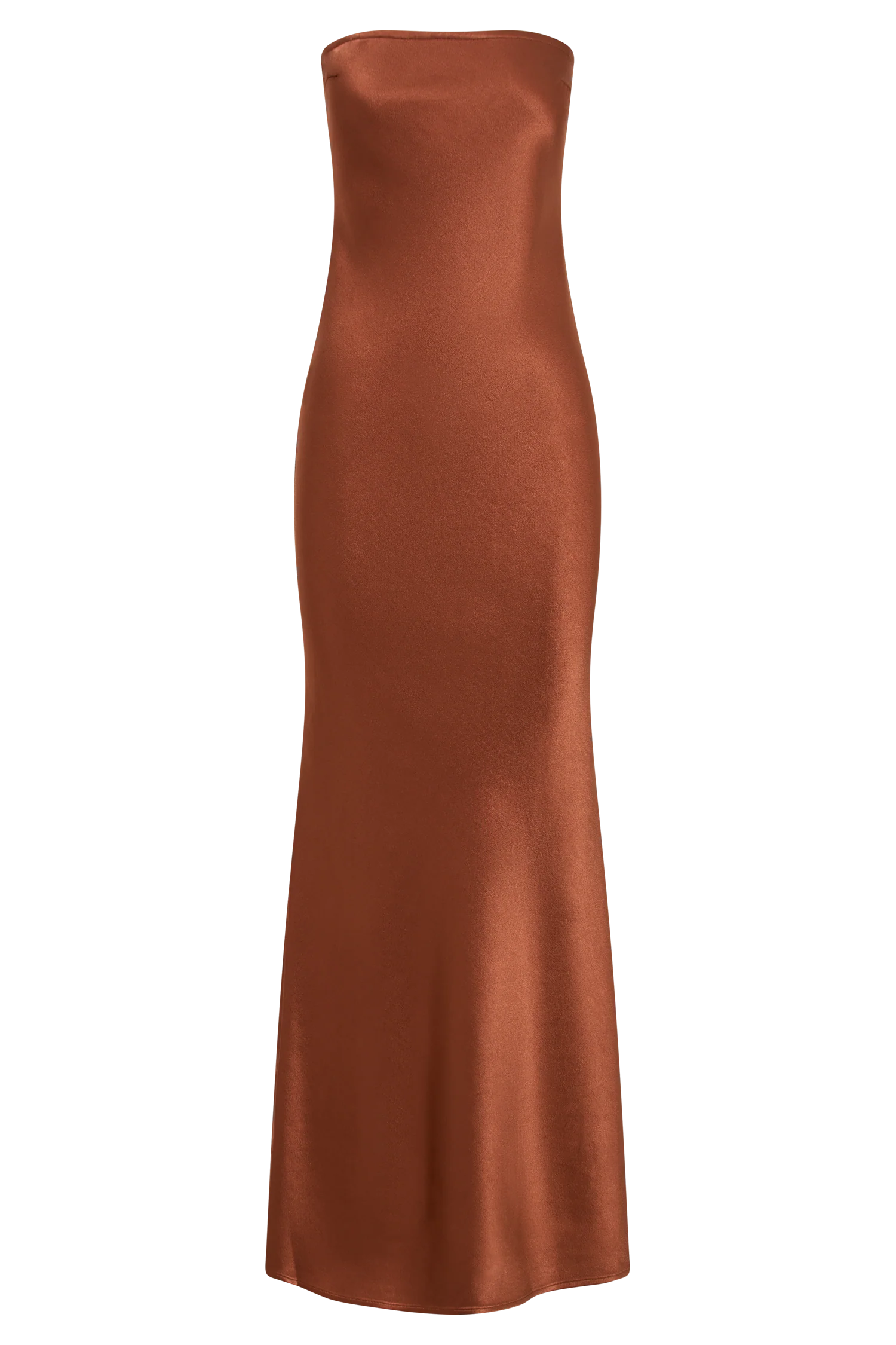 MESHKI Claudette Strapless Satin Maxi Dress - Burnt Orange