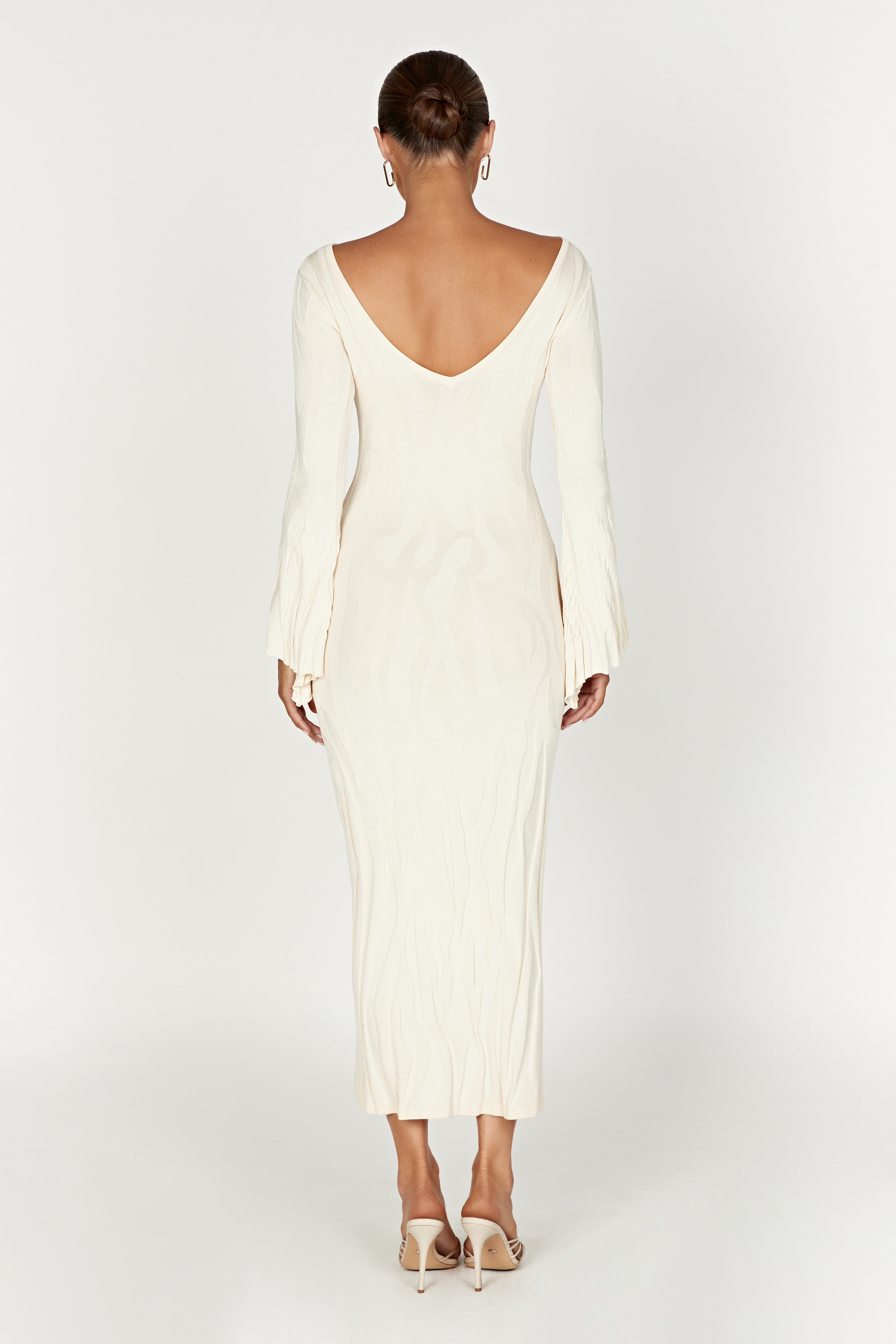 MESHKI Brinley Long Sleeve Knit Maxi Dress - Ivory
