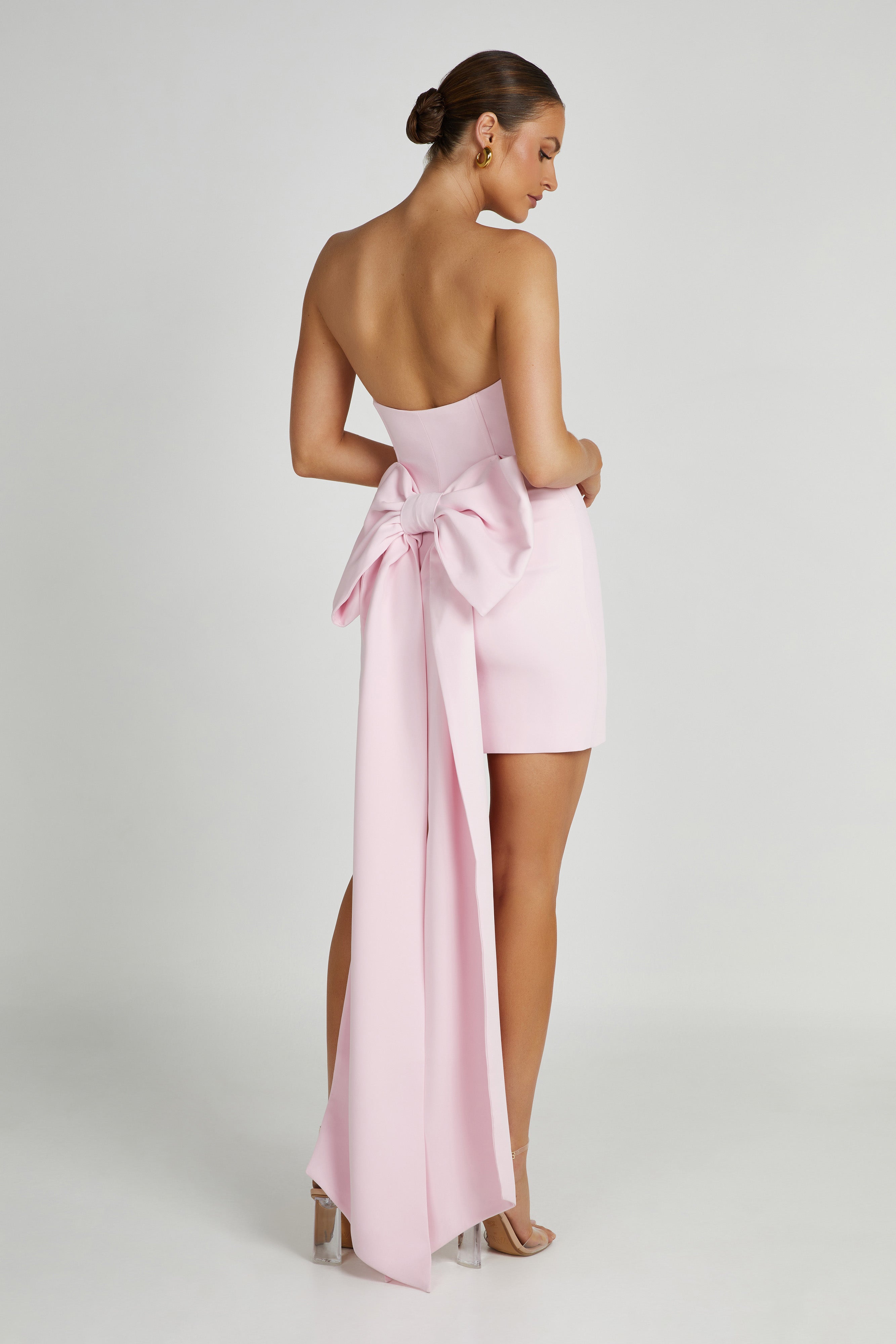pink mini dress with bow Ribbon - Ivory and Pink, Medium | Hazel and Olive Oversized bow MESHKI Meredith Strapless Bow Mini