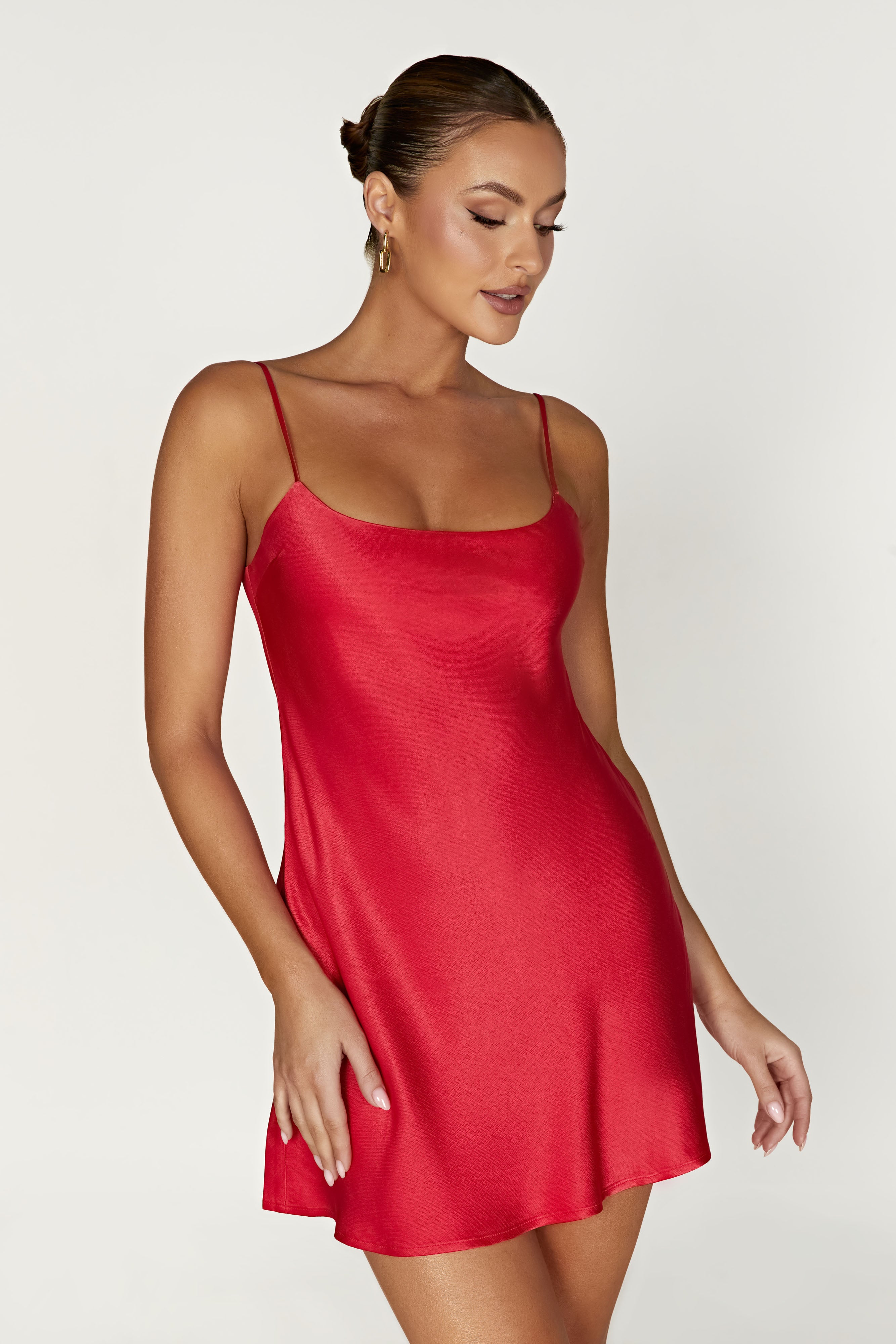 MESHKI Valentina Satin Mini Dress - Red
