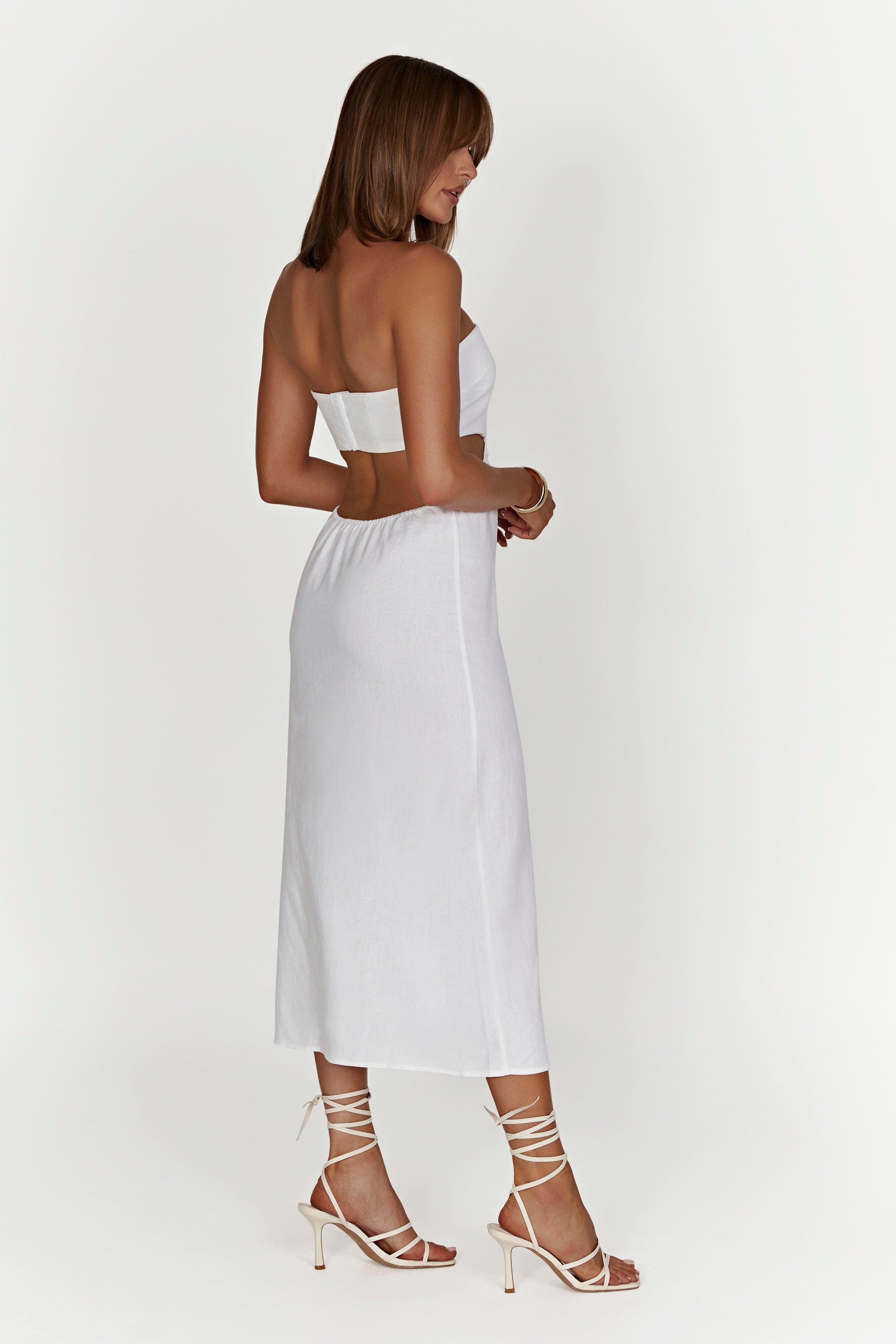 MESHKI Marlow Linen Midi Dress - White