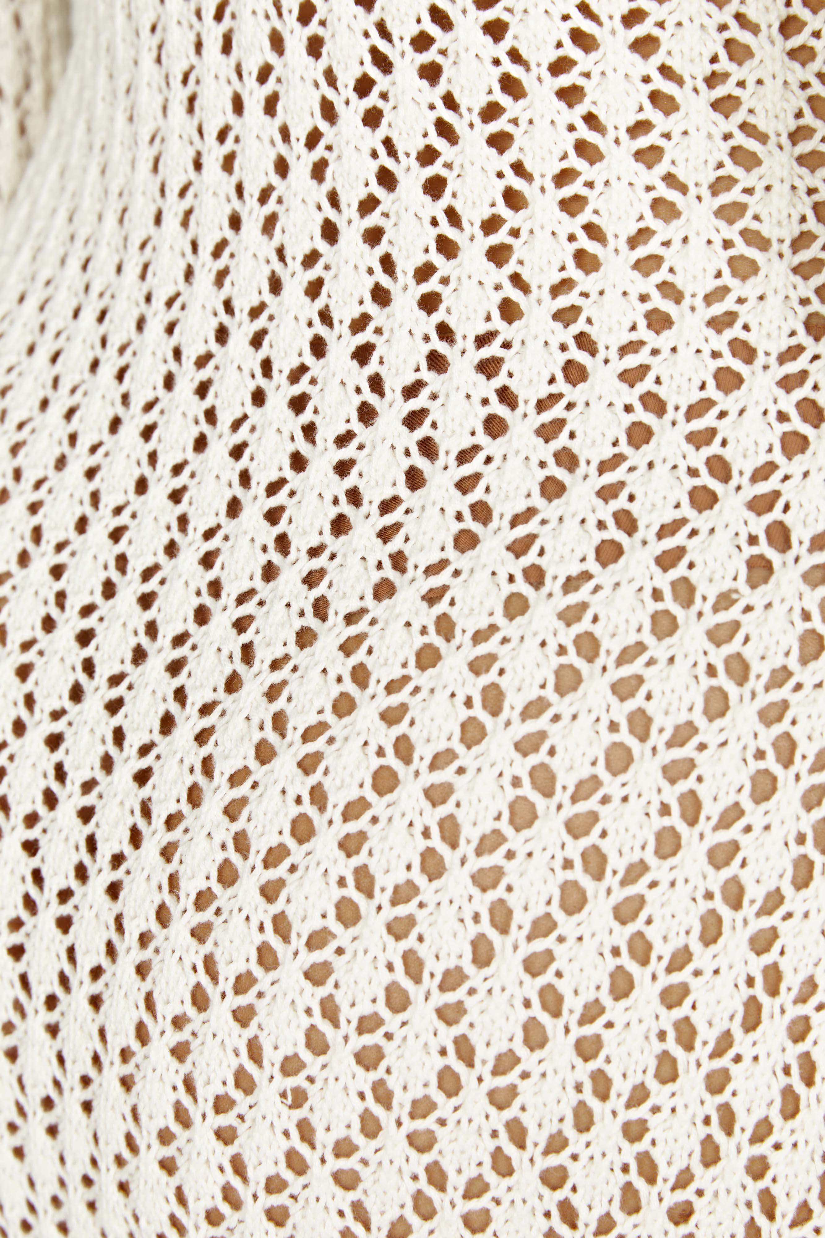 MESHKI Kayleigh Crochet Fishtail Flare Sleeve Maxi Dress - White