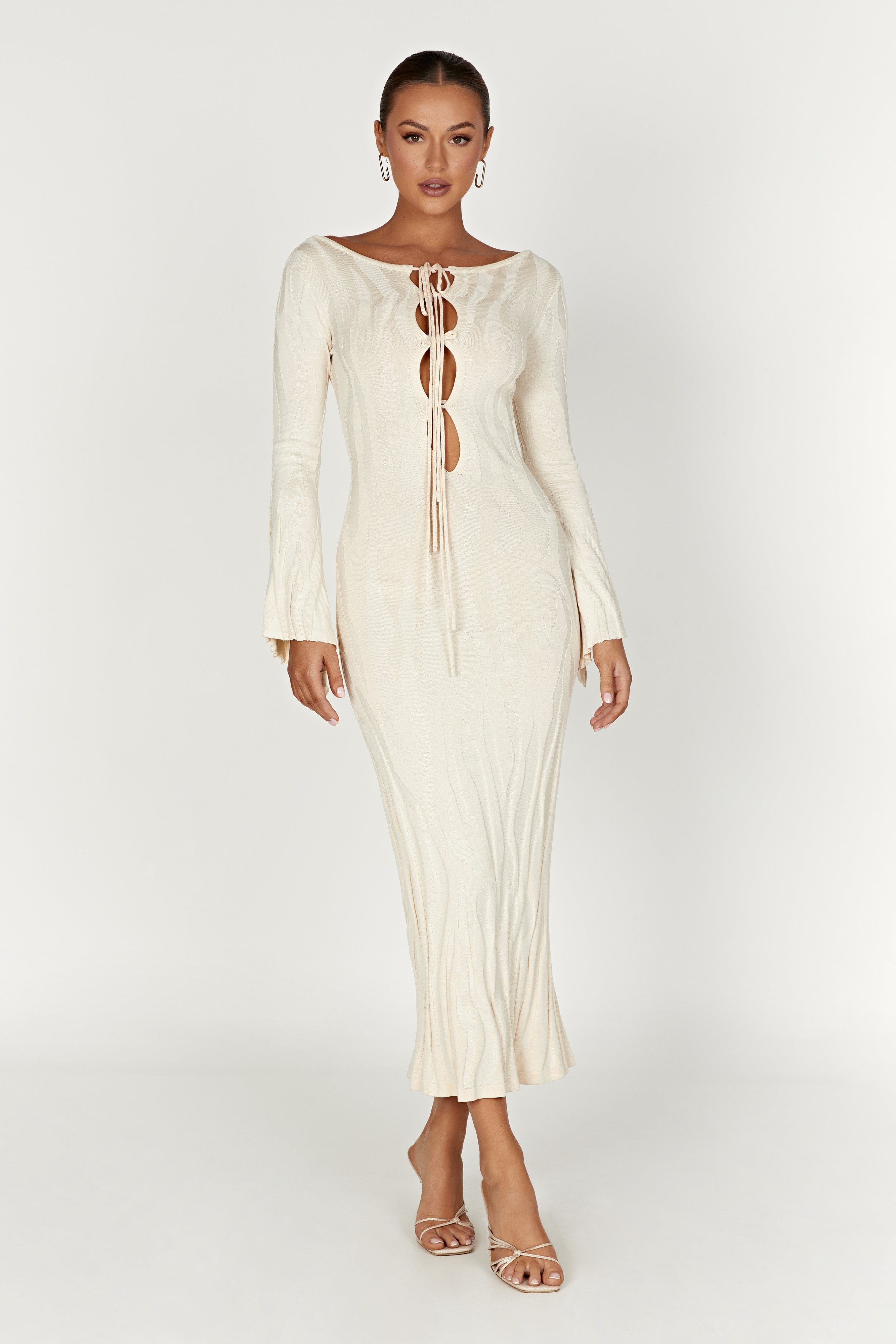 MESHKI Brinley Long Sleeve Knit Maxi Dress - Ivory