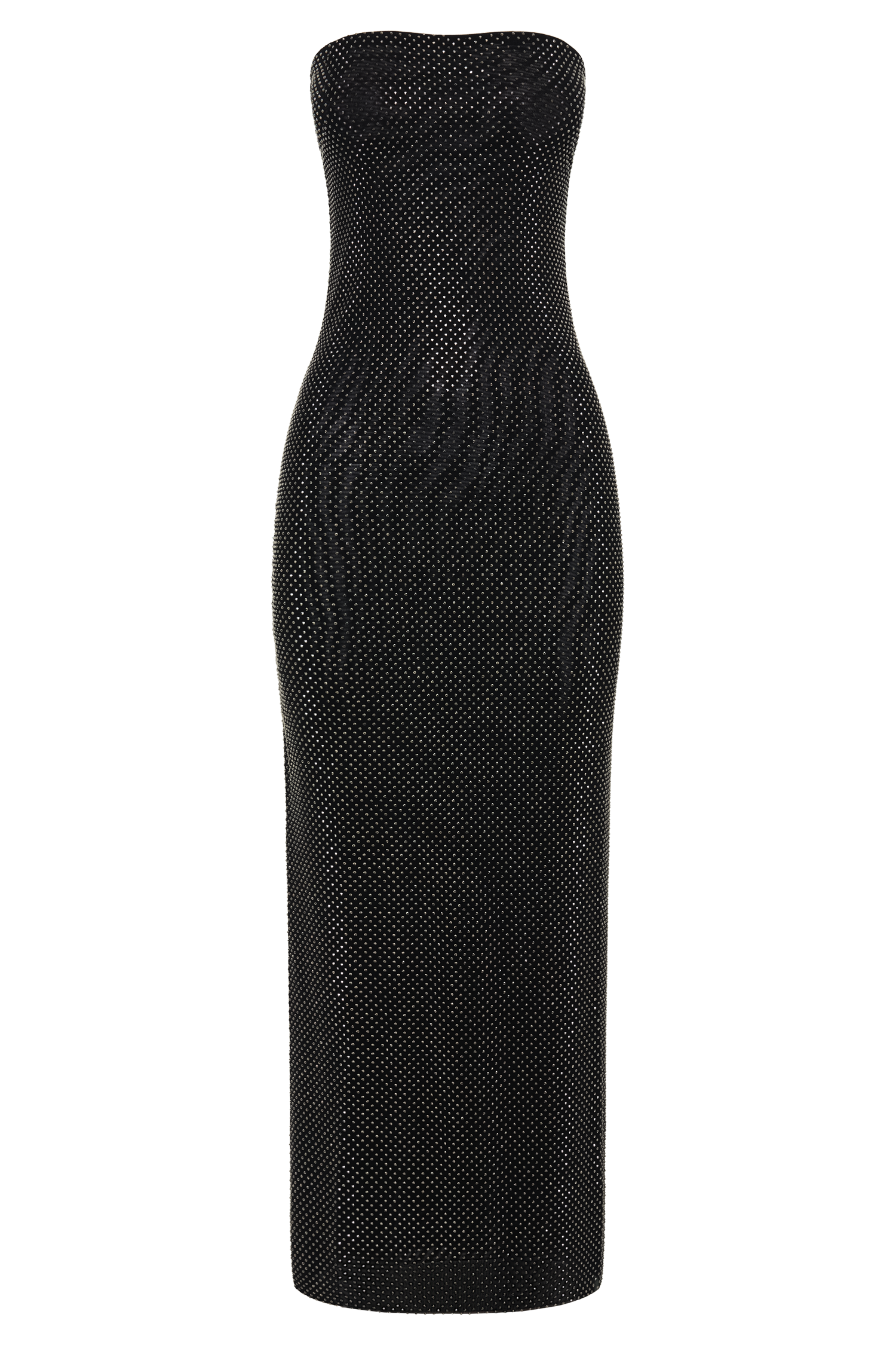 Waverly Strapless Diamante Midi Dress - Black