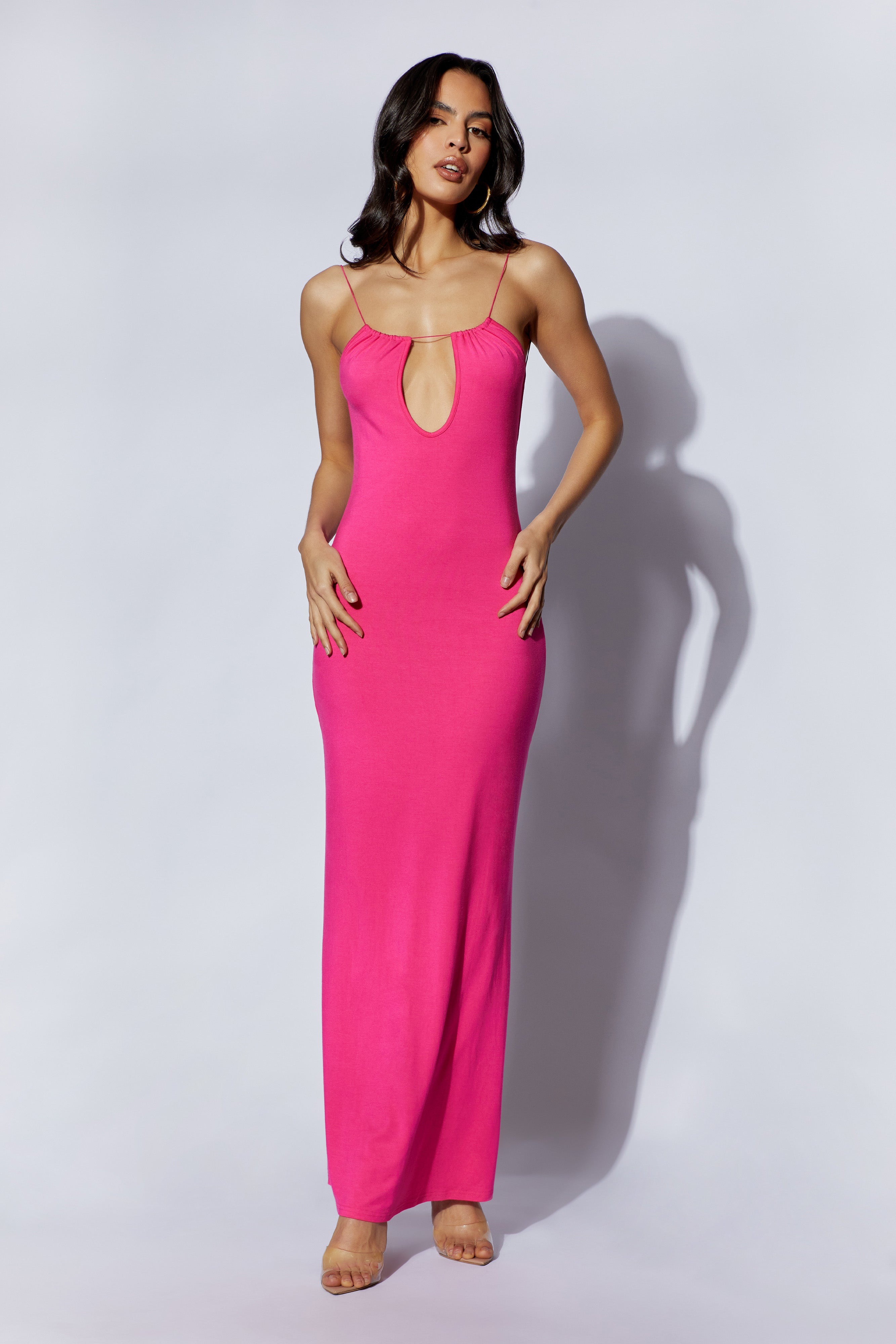 MESHKI Kirsty Strappy Circle Cutout Maxi Dress- Fuchsia