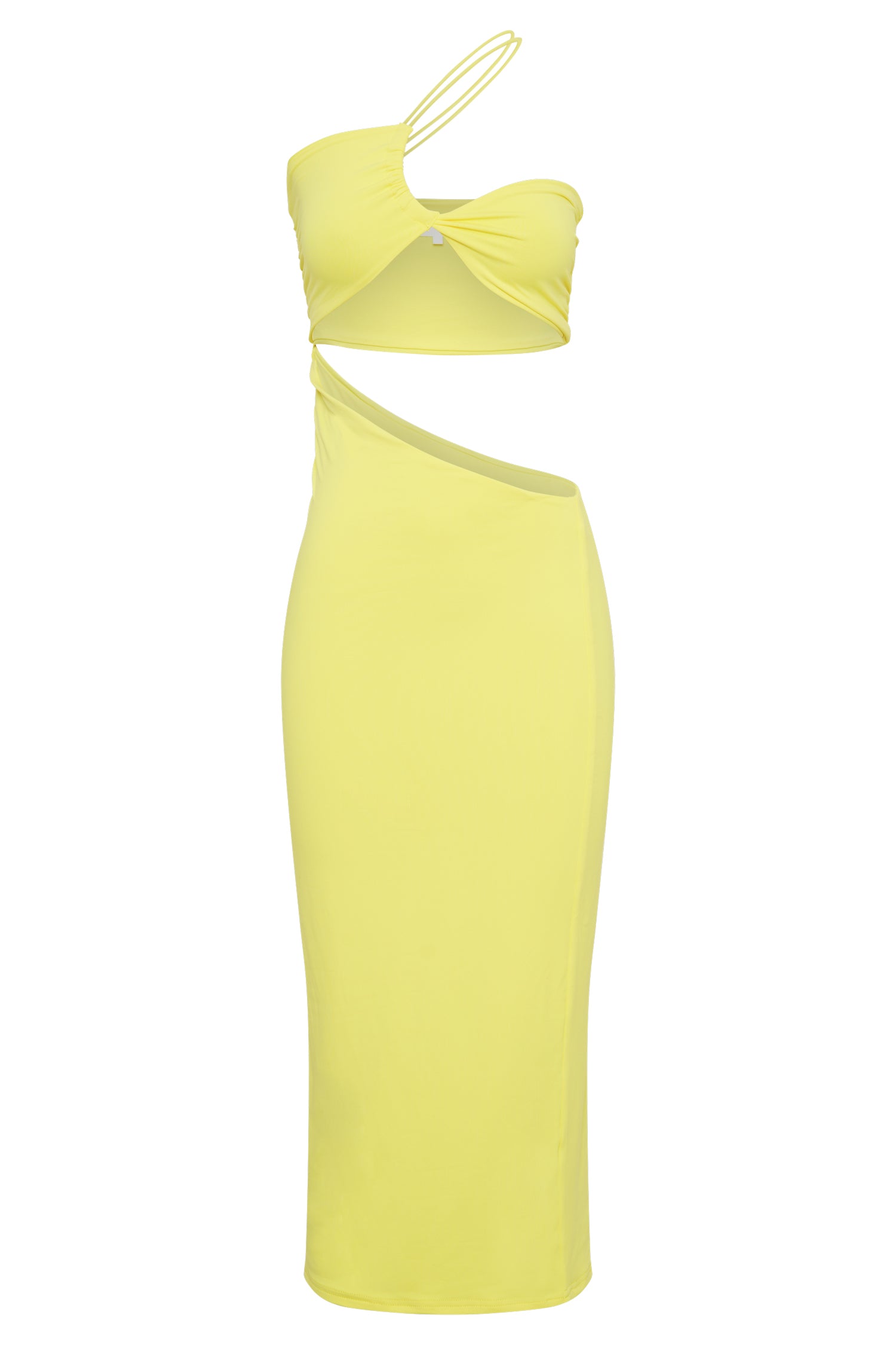 MESHKI Keira Side Cut Out Midi Dress - Yellow