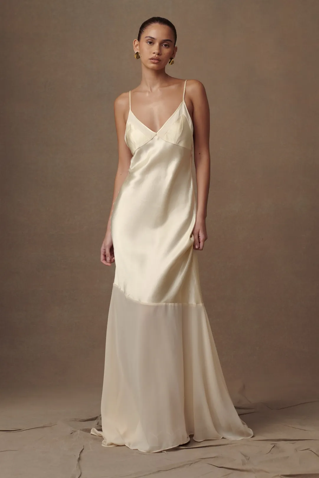 Evelyn Iridescent Satin Maxi Dress - Lemon Sorbet Evelyn Iridescent Satin Maxi Dress - Lemon Sorbet