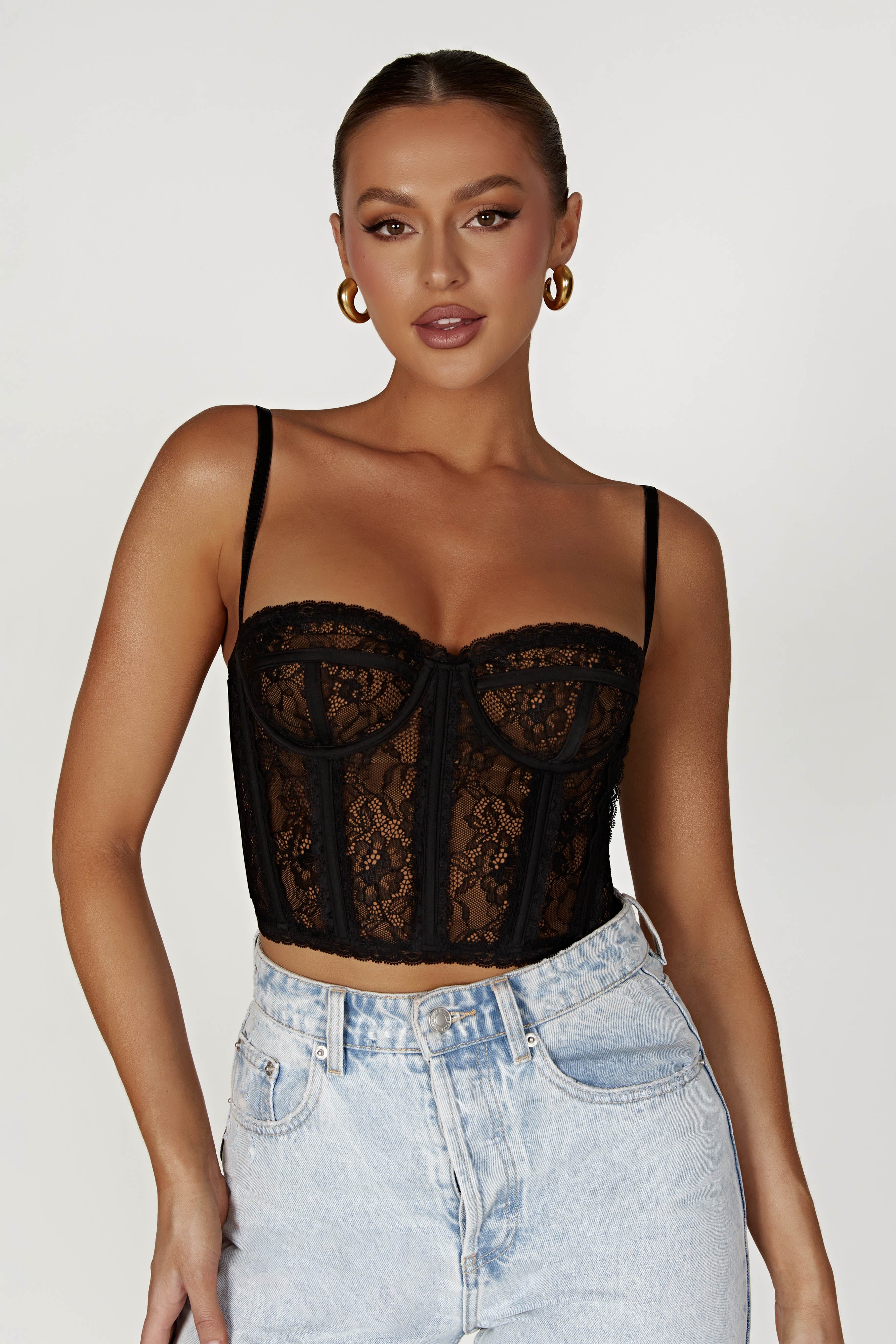 MESHKI Sansa Lace Bustier - Black