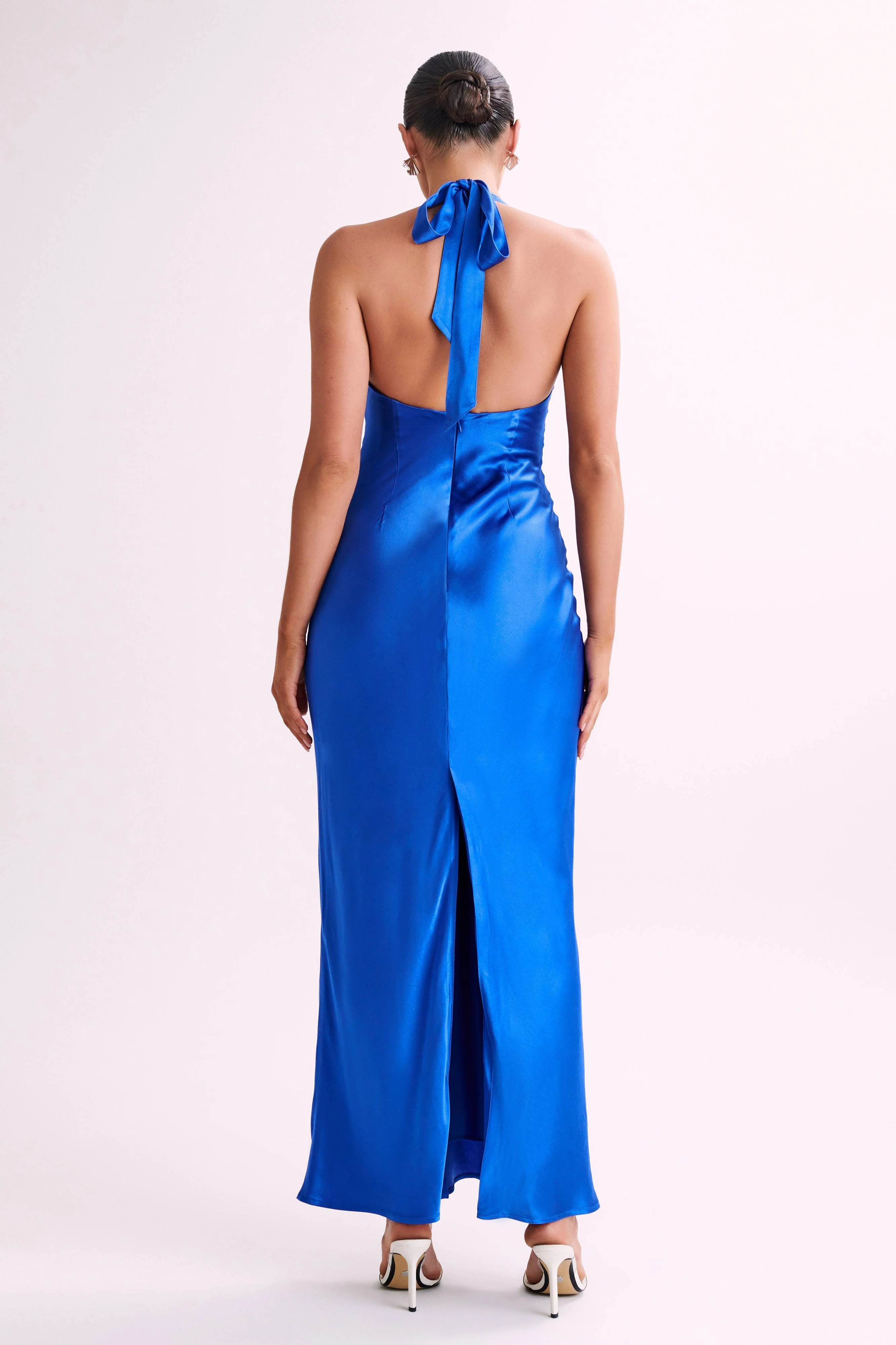 MESHKI Sabra Satin Halter Maxi Dress - Periwinkle