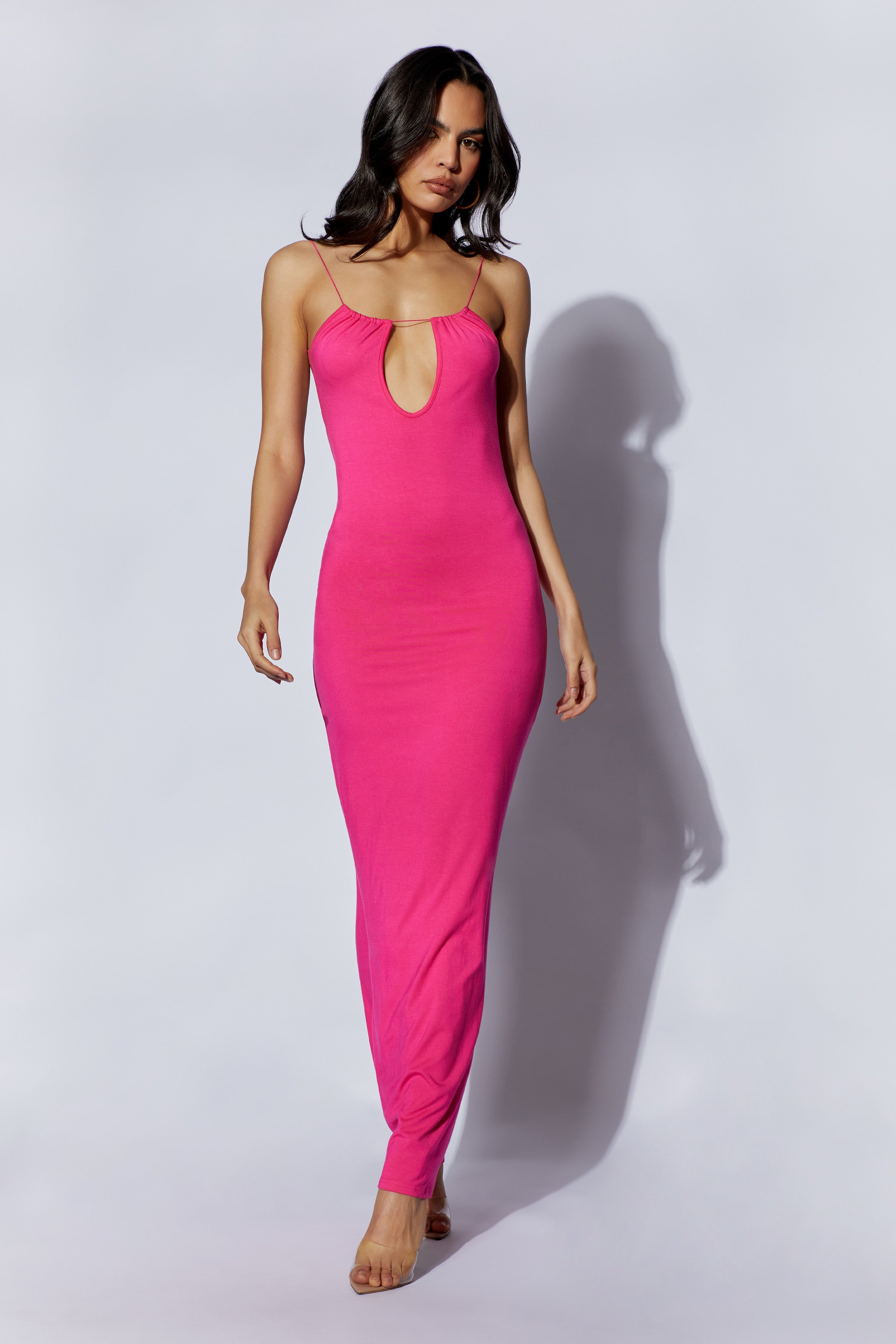 MESHKI Kirsty Strappy Circle Cutout Maxi Dress- Fuchsia