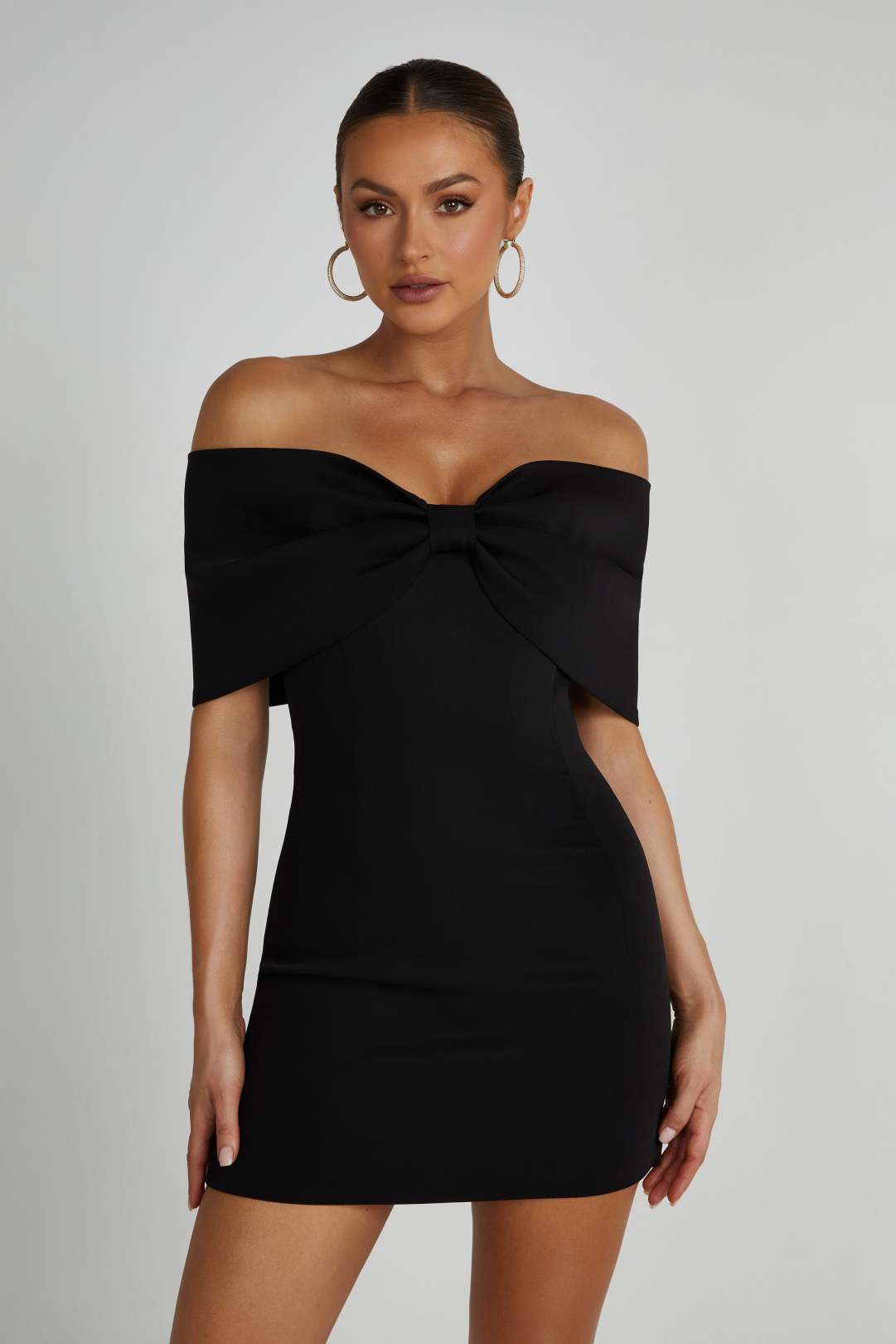 gwyneth off shoulder bow mini dress Gwyneth Off Shoulder Bow Mini Dress - White
