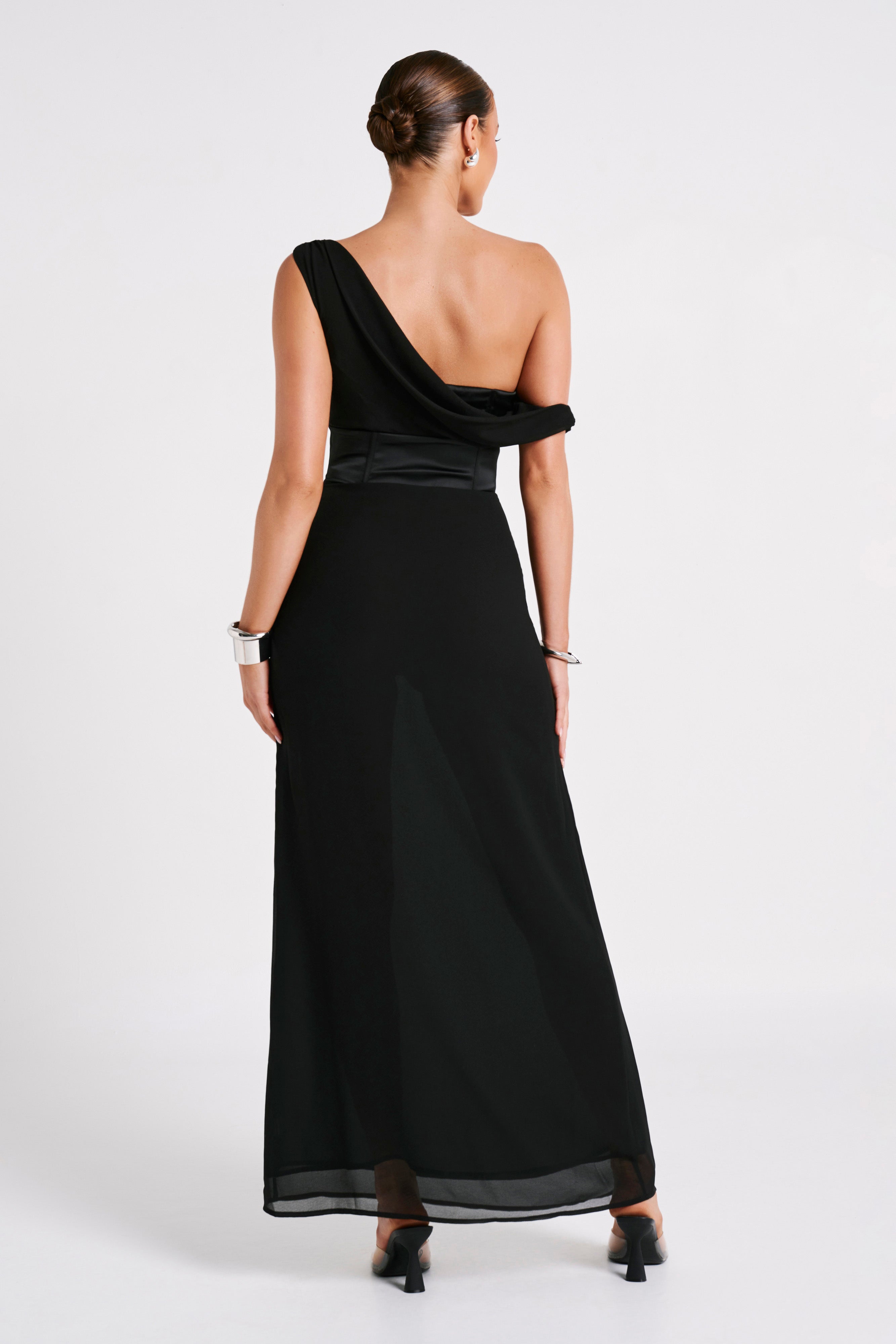 MESHKI Courtney Chiffon Maxi Dress - Black