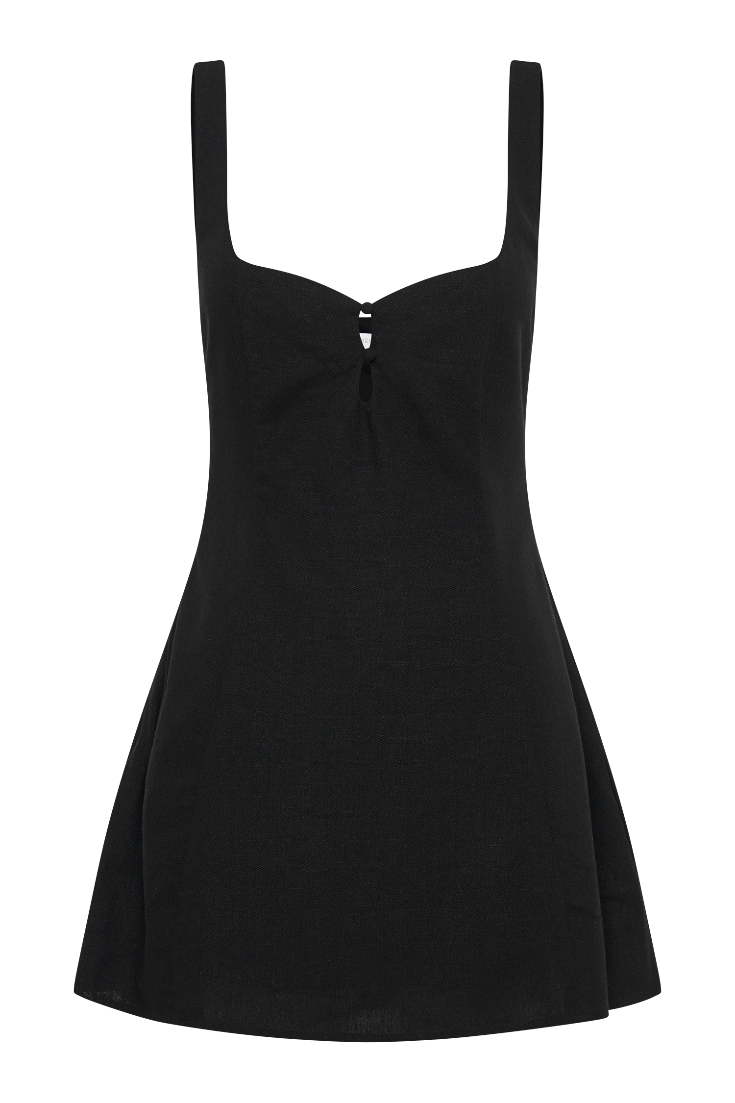 Tandie Linen Flare Mini Dress - Black
