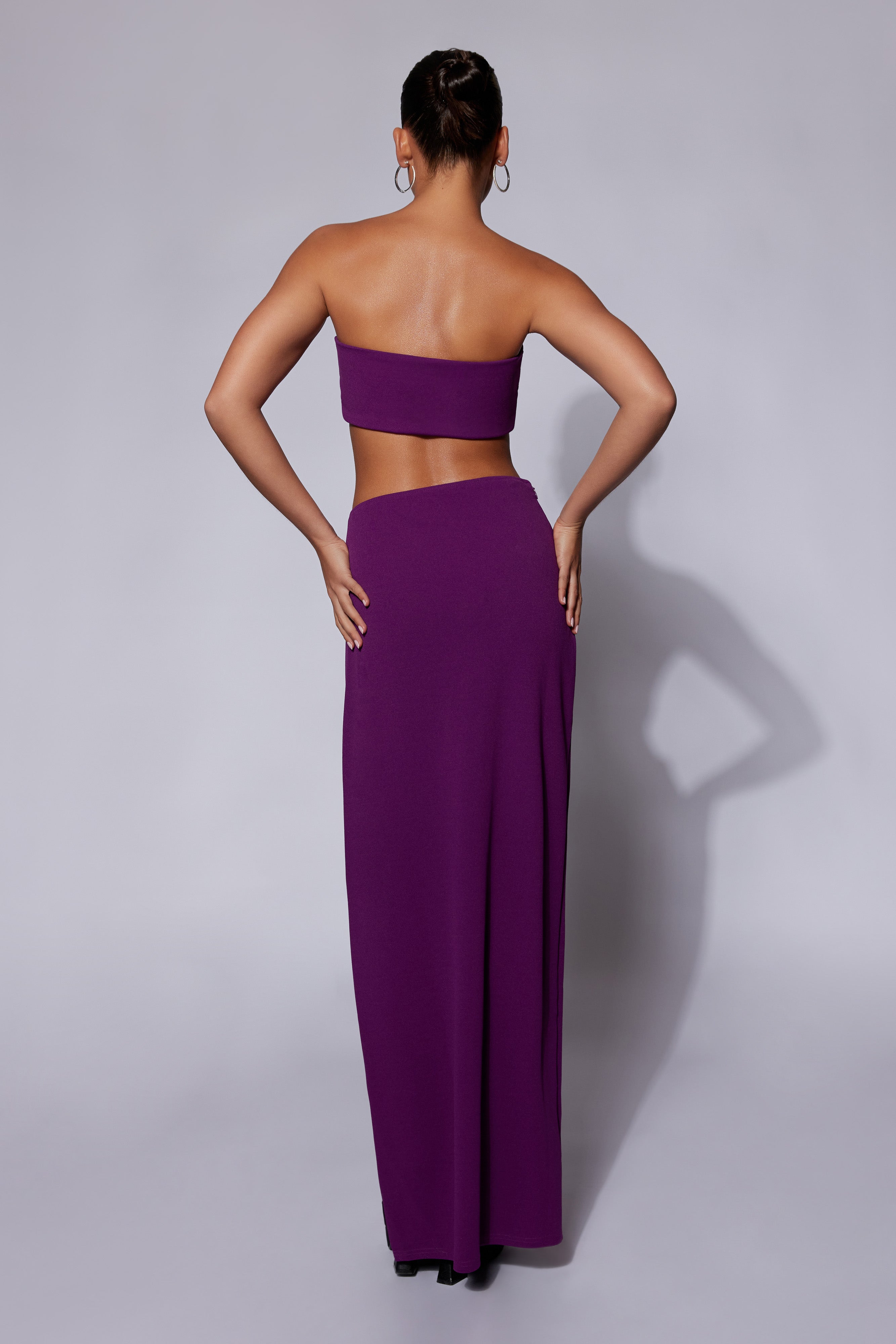 MESHKI Anastasia Diamante Rope Maxi Skirt With Split - Grape