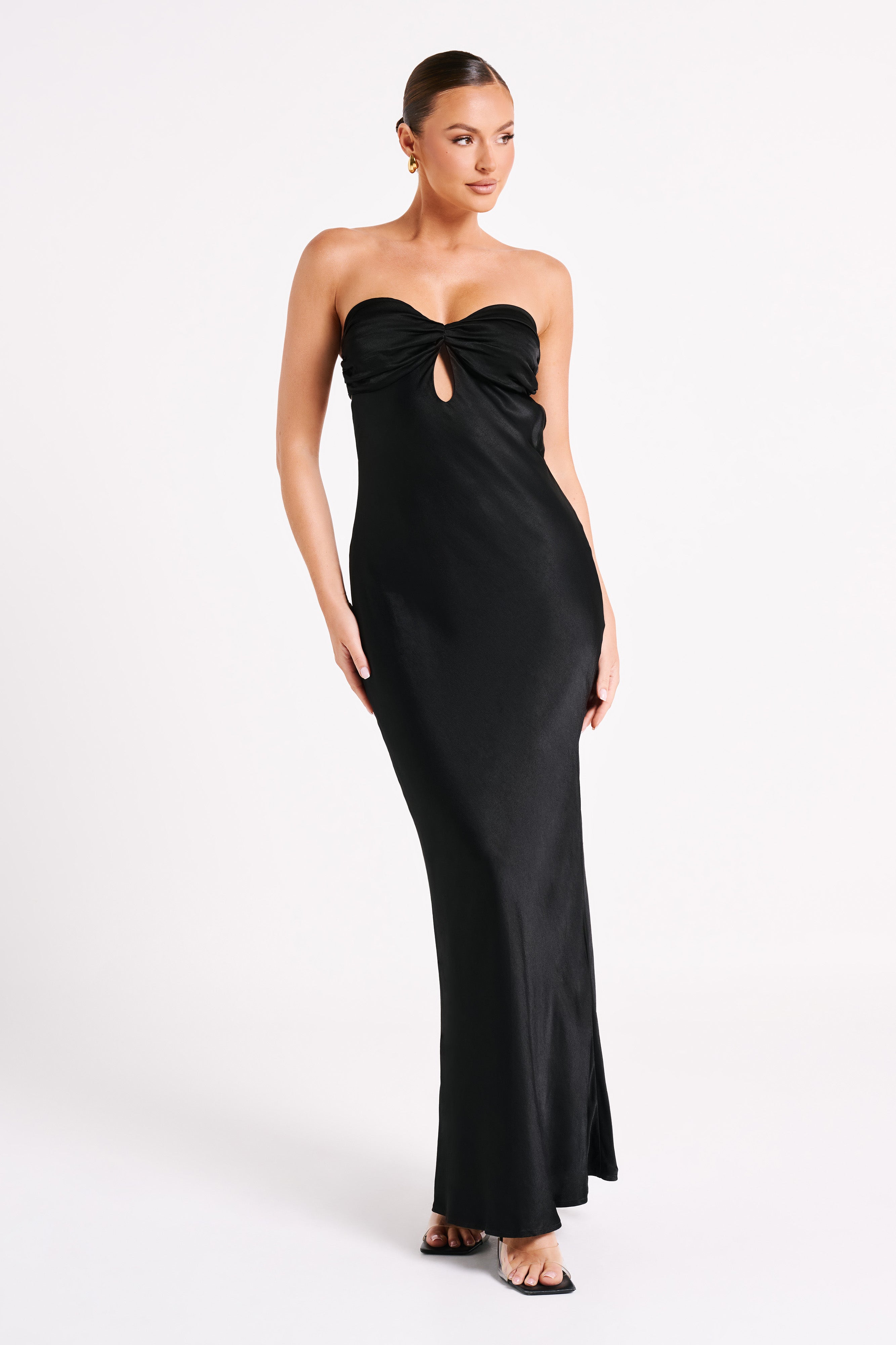 MESHKI Antonella Strapless Keyhole Maxi Dress - Black