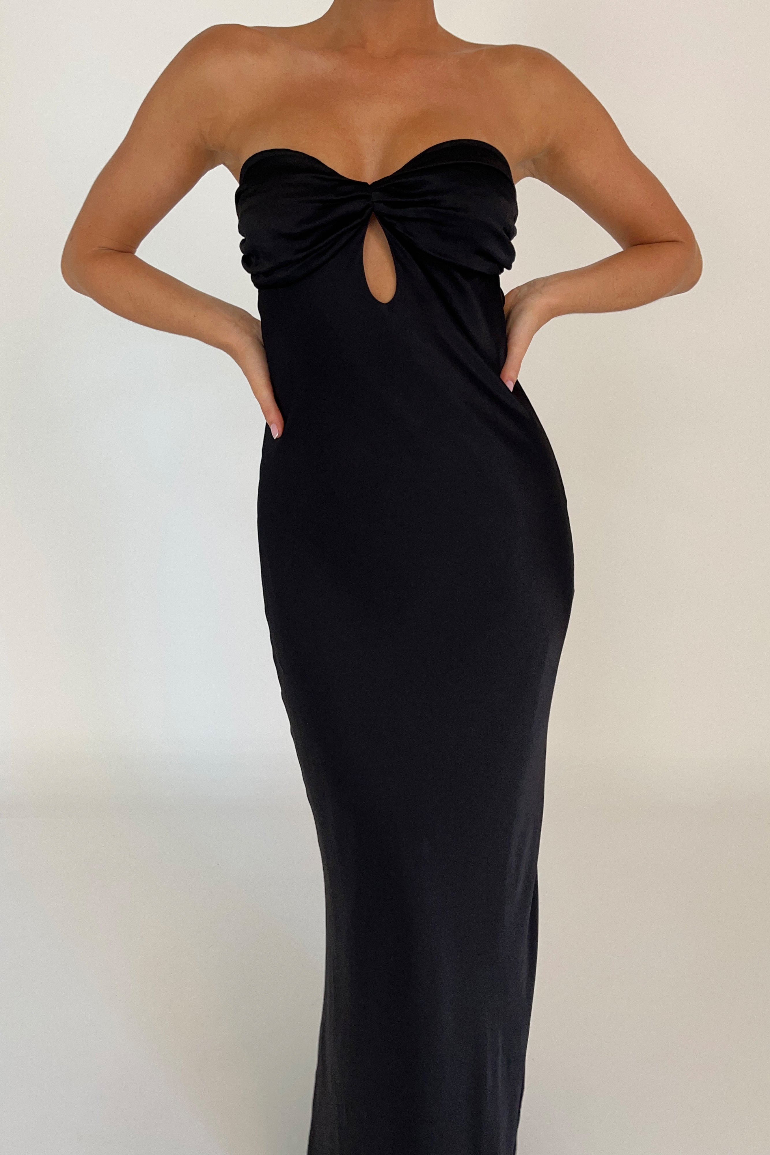 MESHKI Antonella Strapless Keyhole Maxi Dress - Black