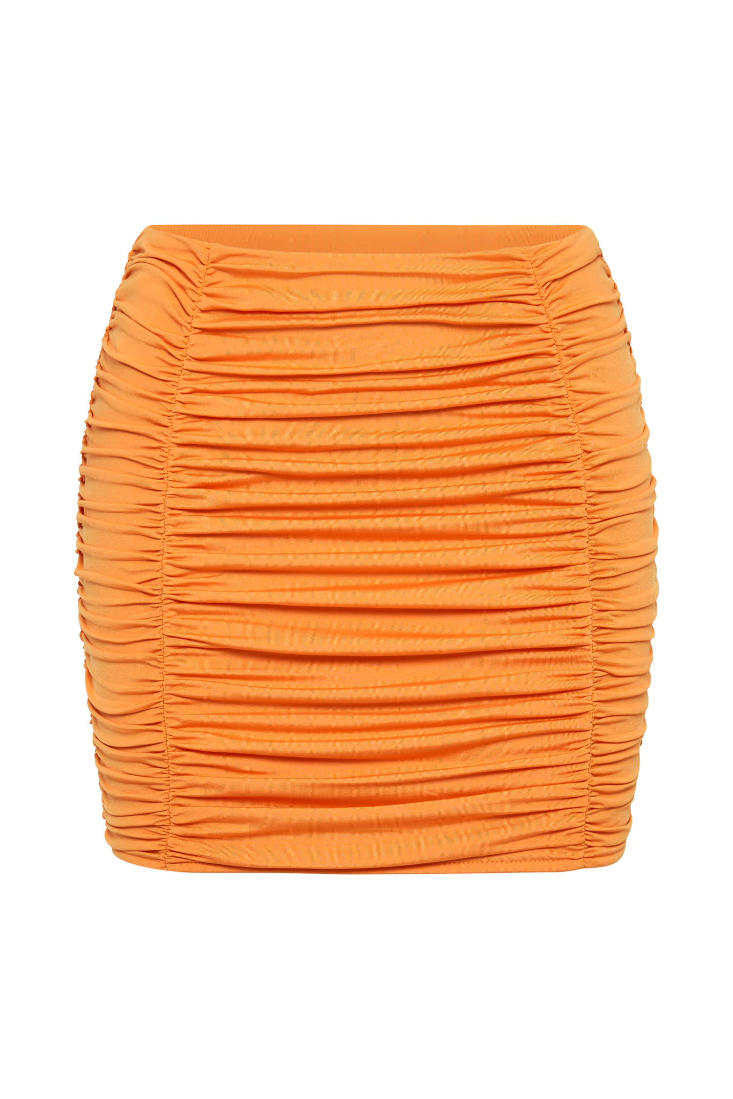MESHKI Lillian Jersey Gathered Mini Skirt - Orange