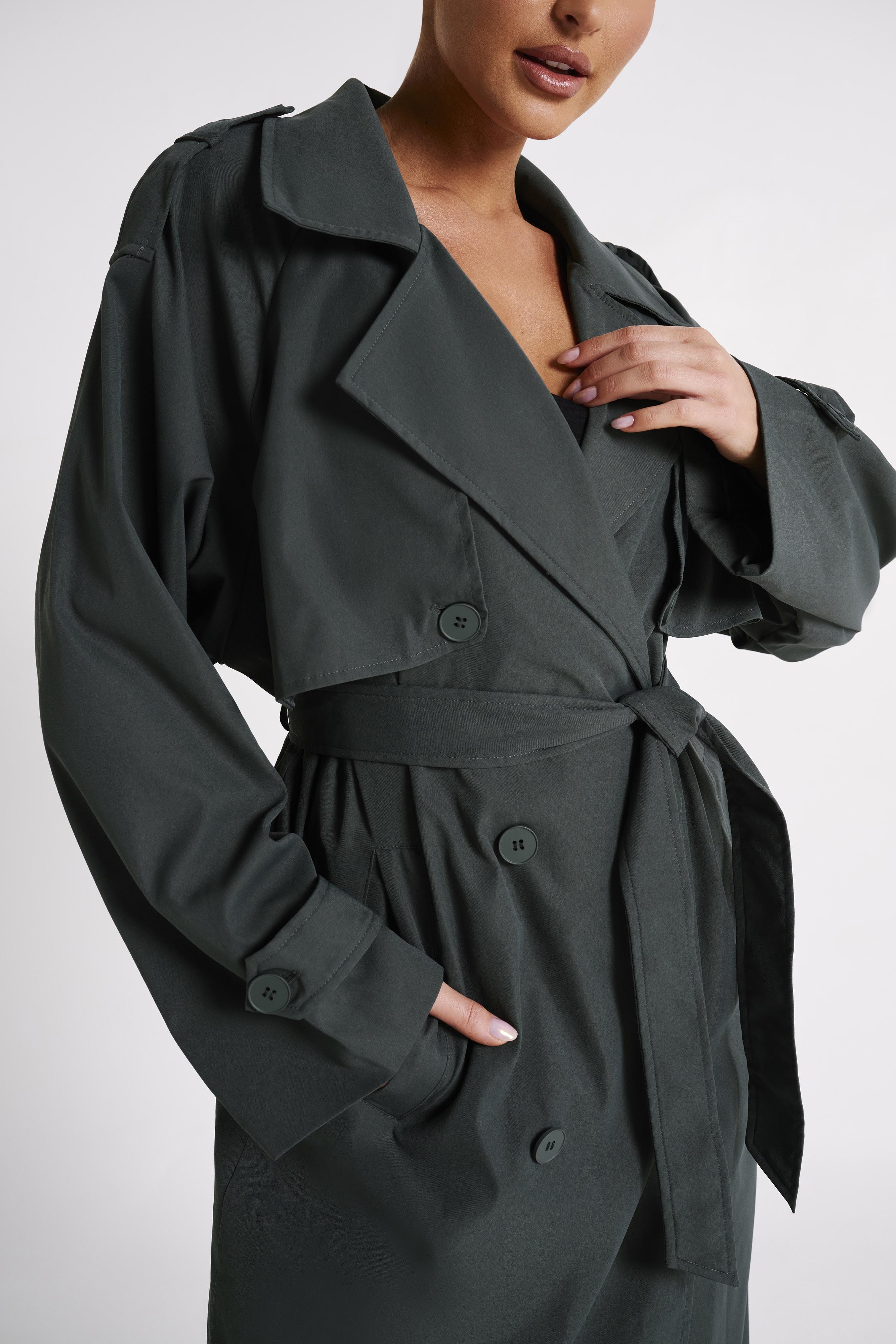 MESHKI Andreas Oversized Trench Coat - Charcoal