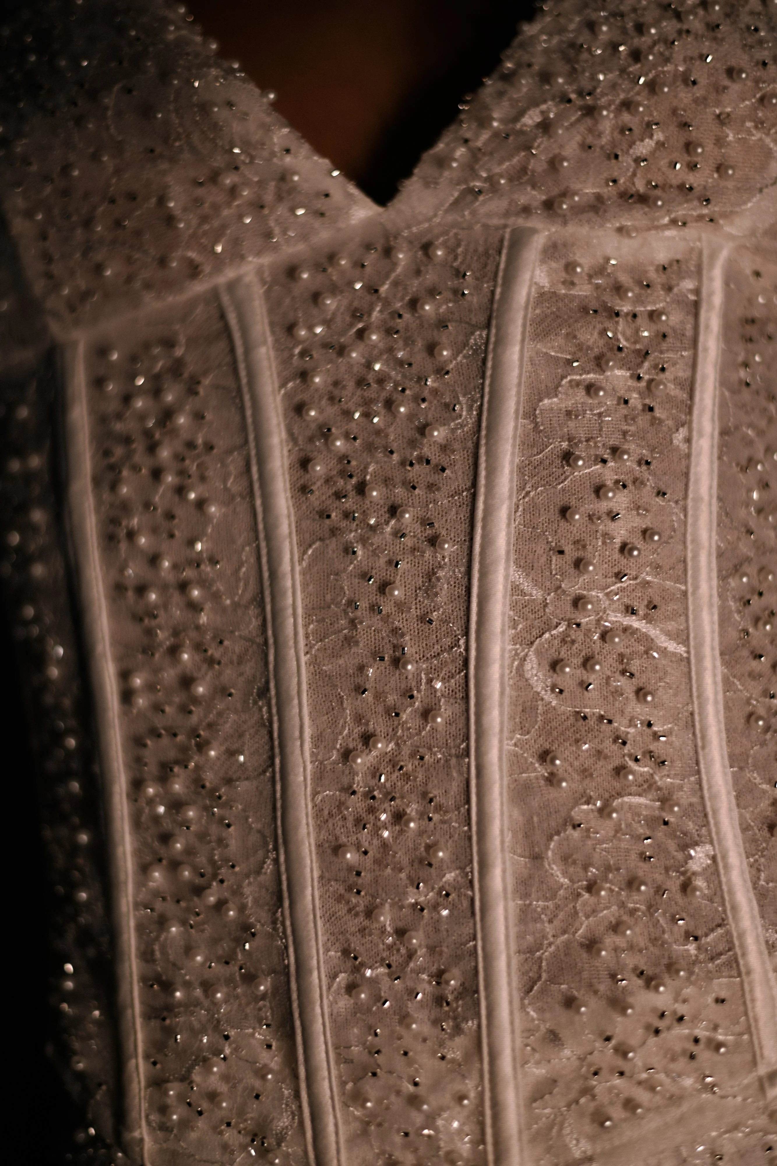 MESHKI Elsie Pearl Beaded Bustier Top - White