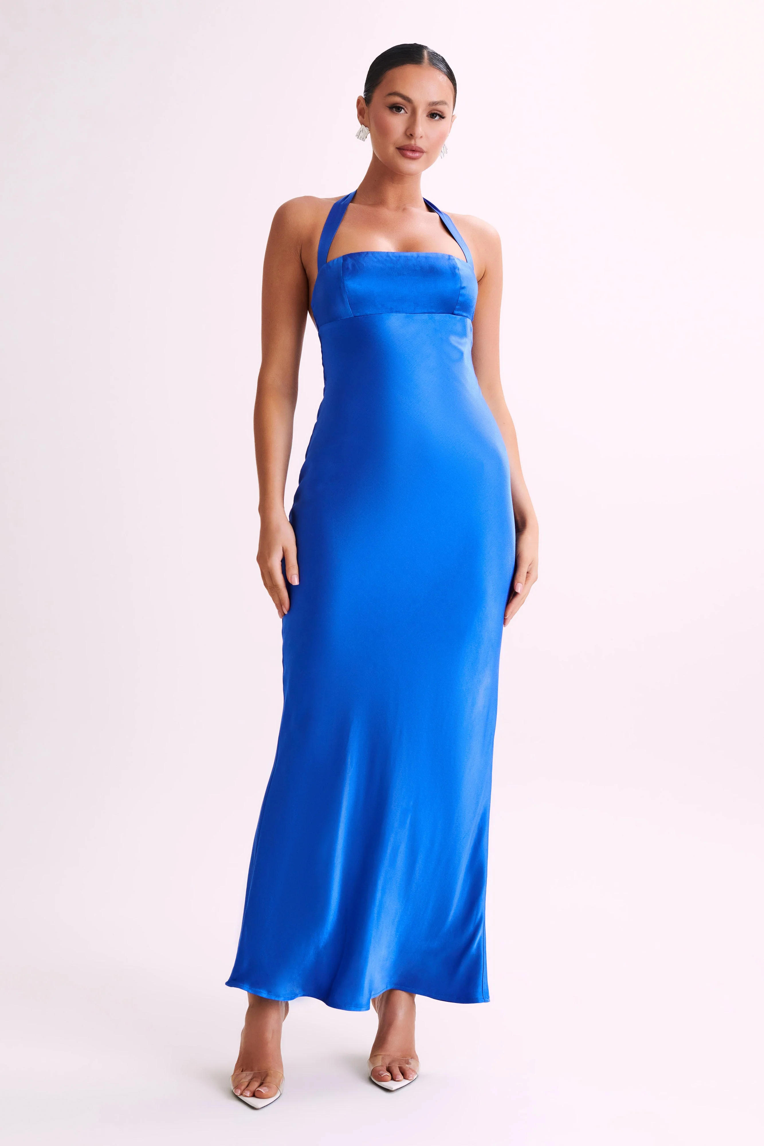 MESHKI Sabra Satin Halter Maxi Dress - Periwinkle