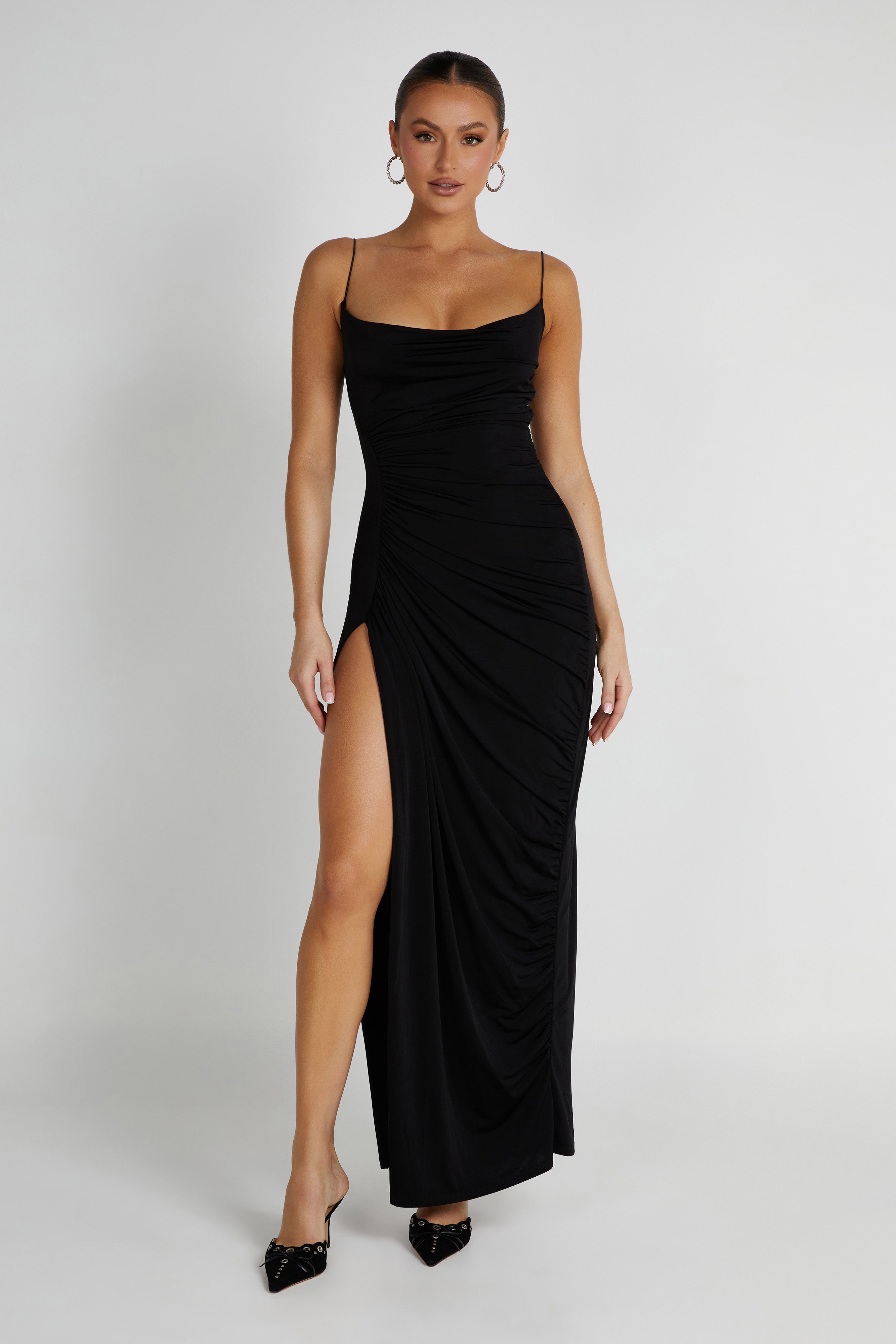 MESHKI Candice Ruched Maxi Dress - Black