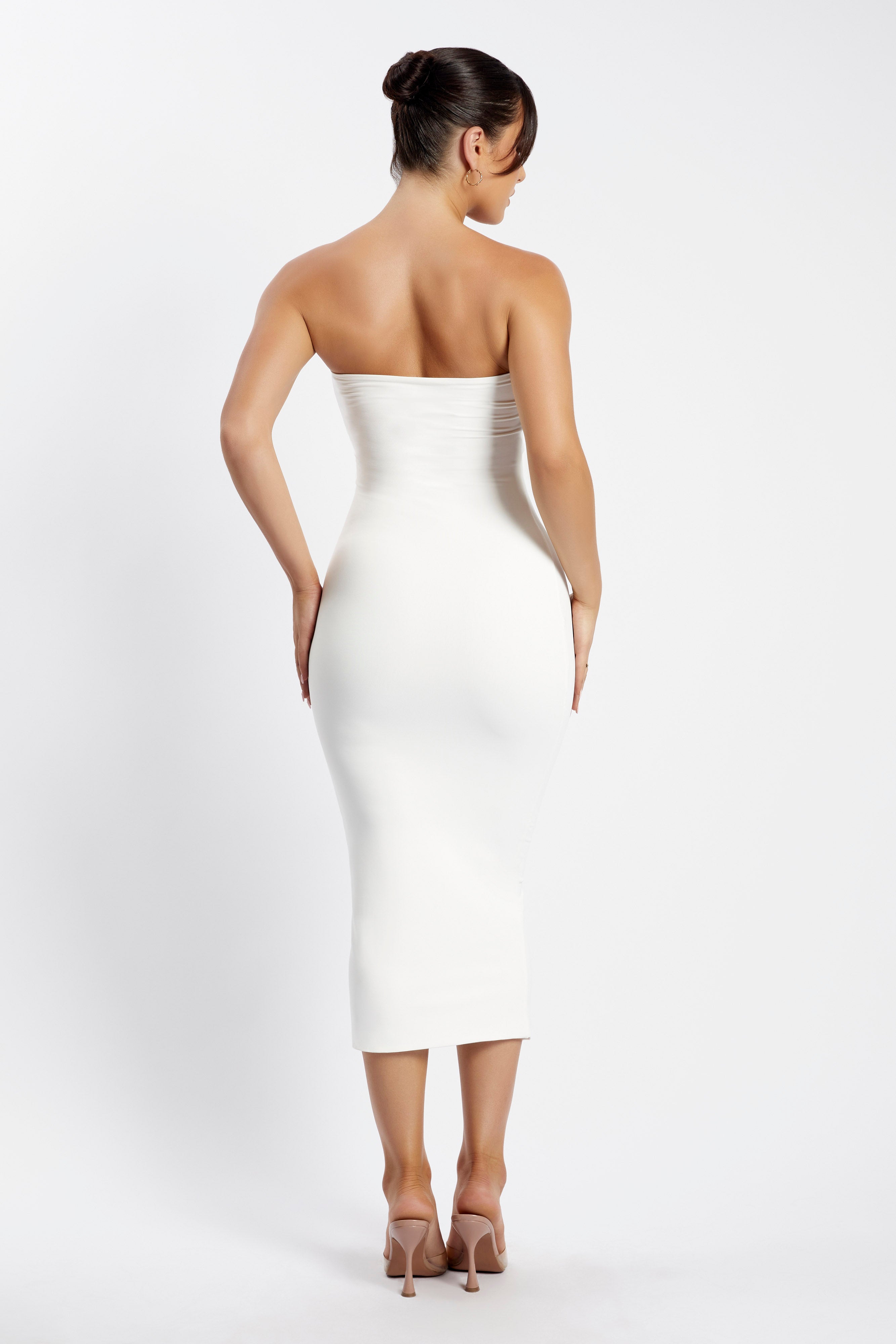 MESHKI Cassidy Strapless Midi Dress - White
