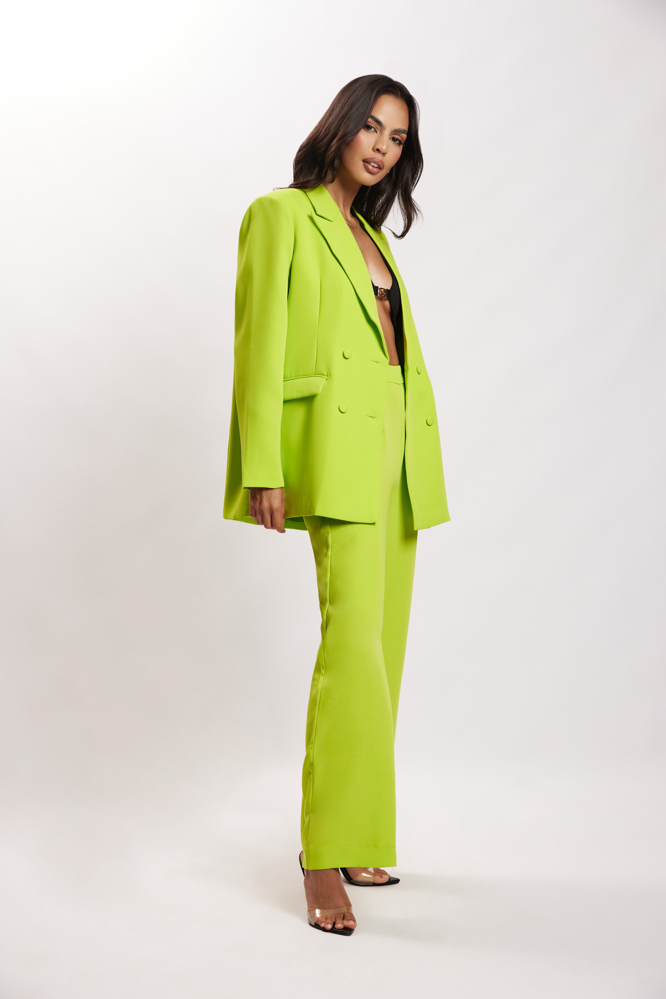 MESHKI Madison Oversized Blazer - Lime Green