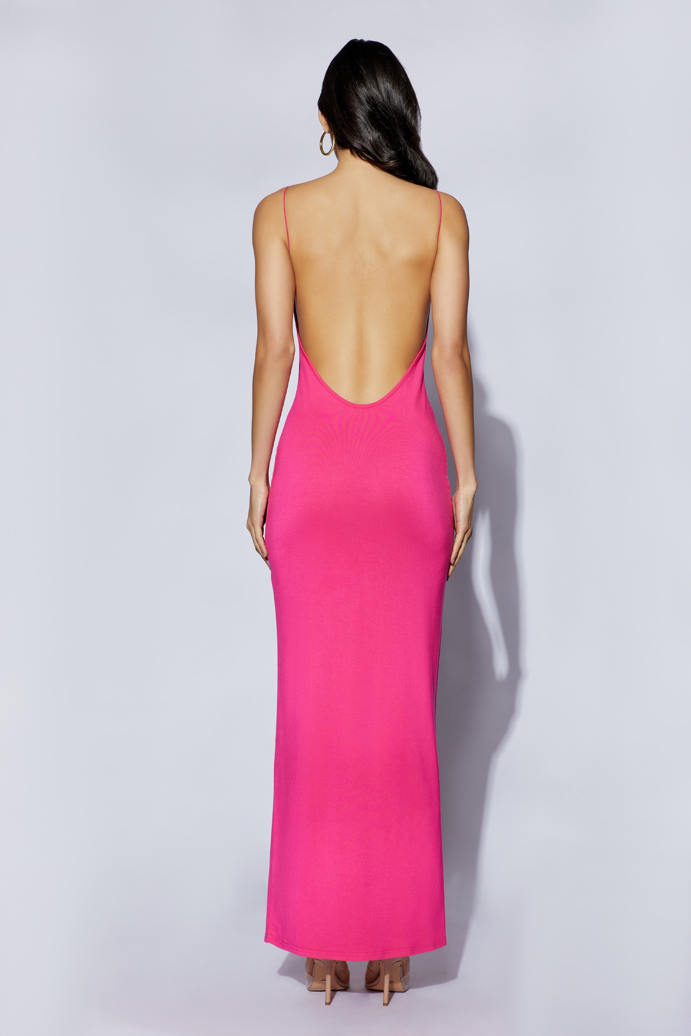 MESHKI Kirsty Strappy Circle Cutout Maxi Dress- Fuchsia