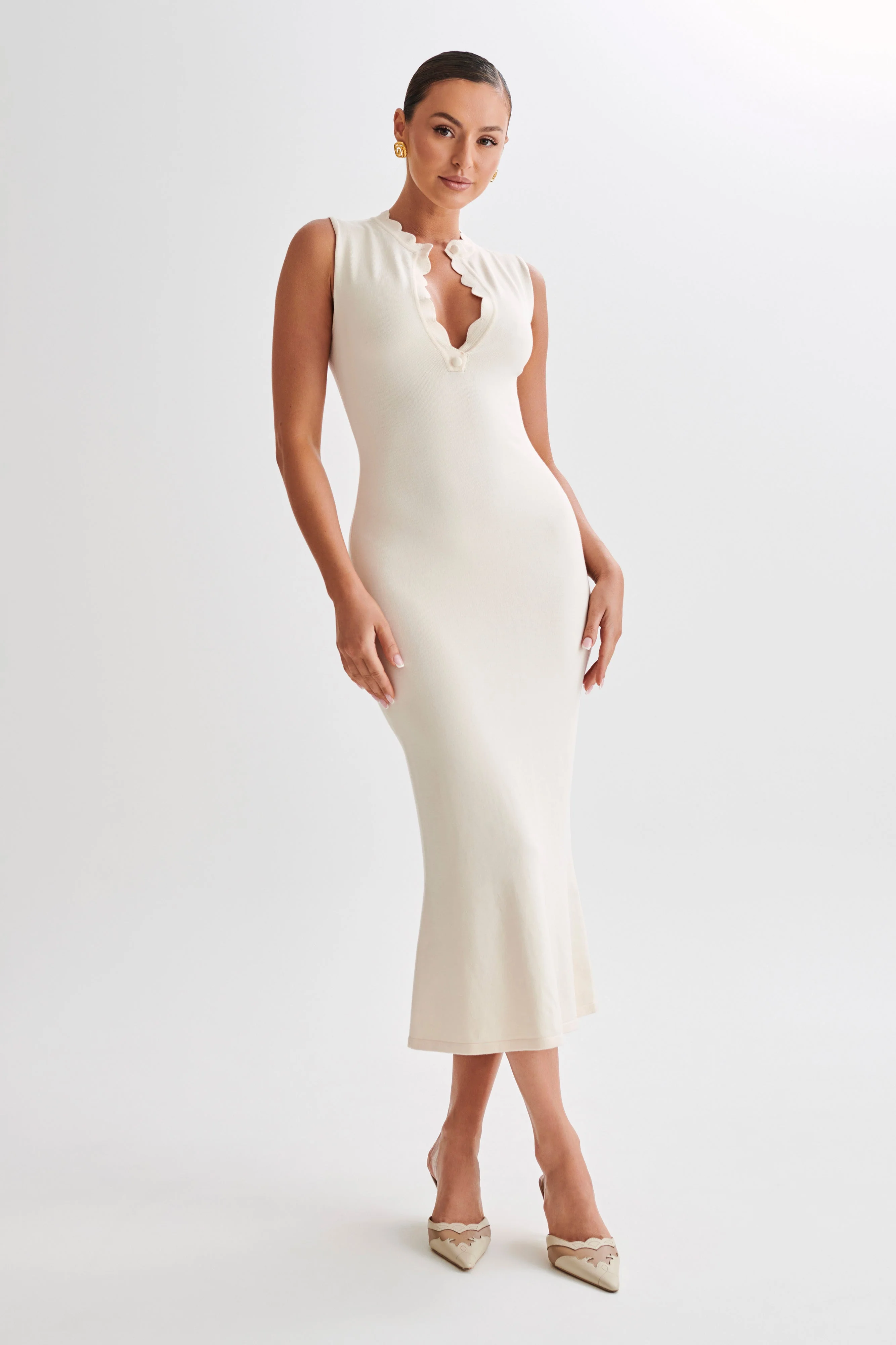 MESHKI Korva Knit Midi Dress - Ivory