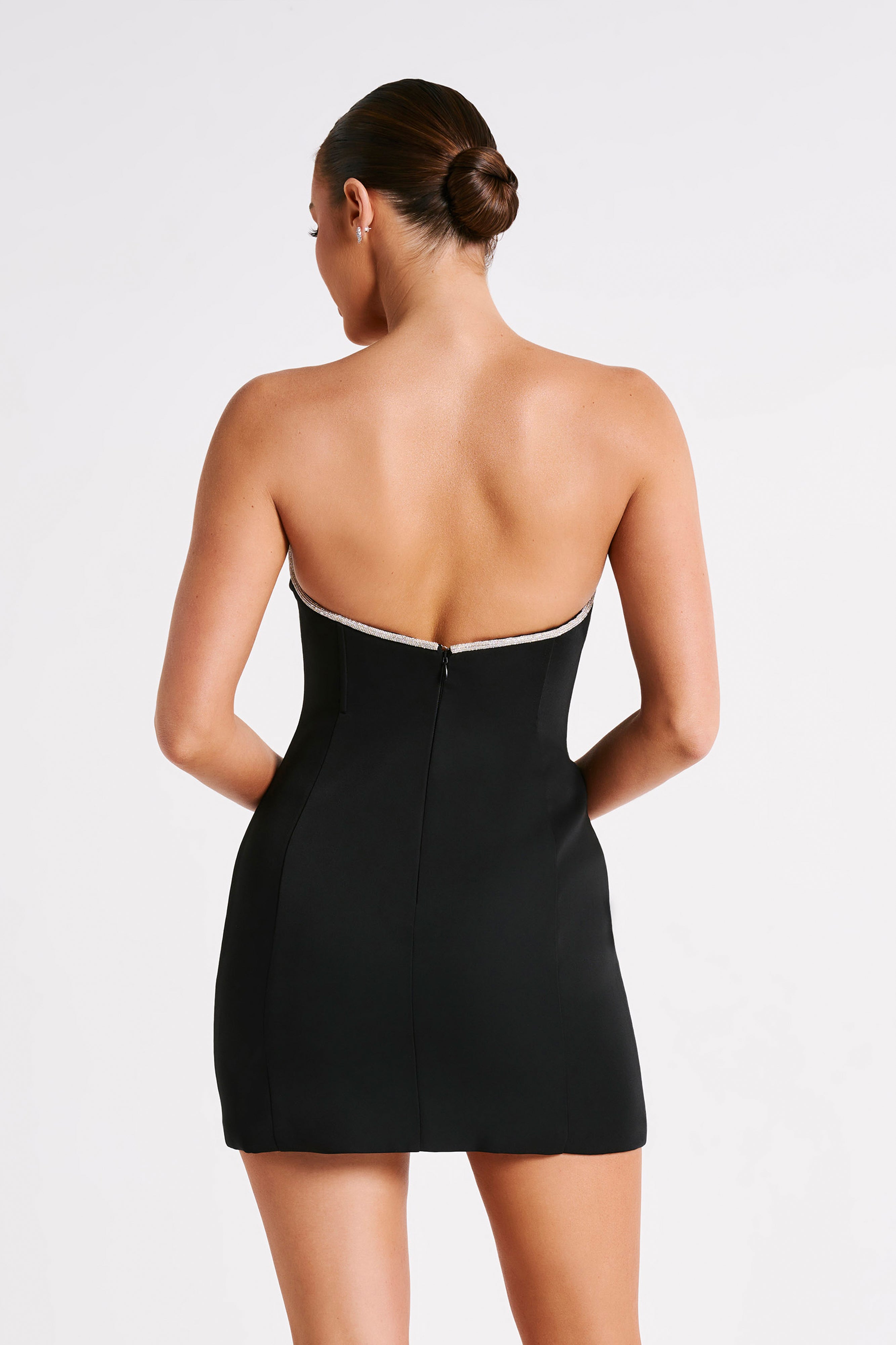 MESHKI Madi Suiting Mini Dress With Diamante Rope - Black