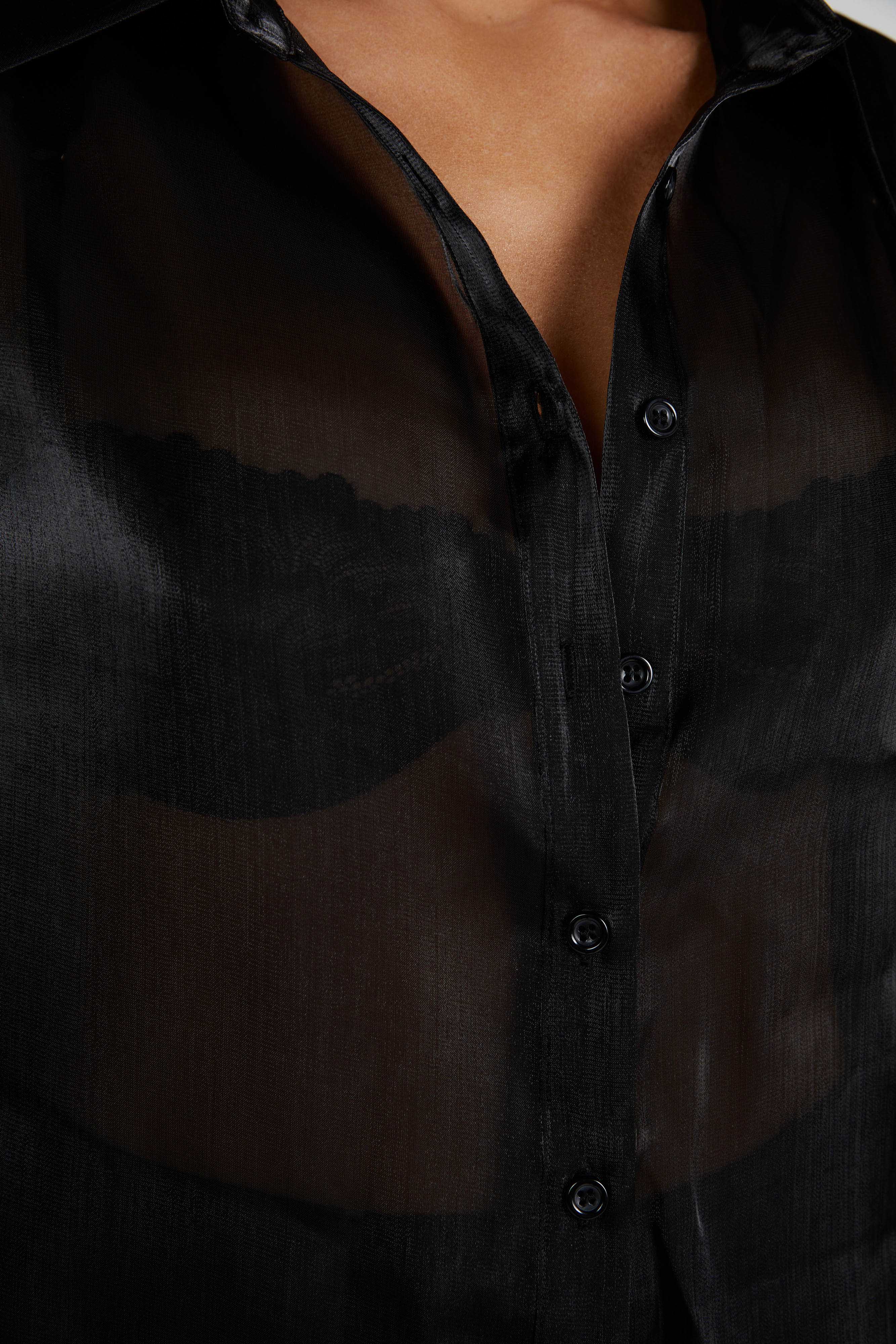 MESHKI Kinsley Sheer Shirt - Black