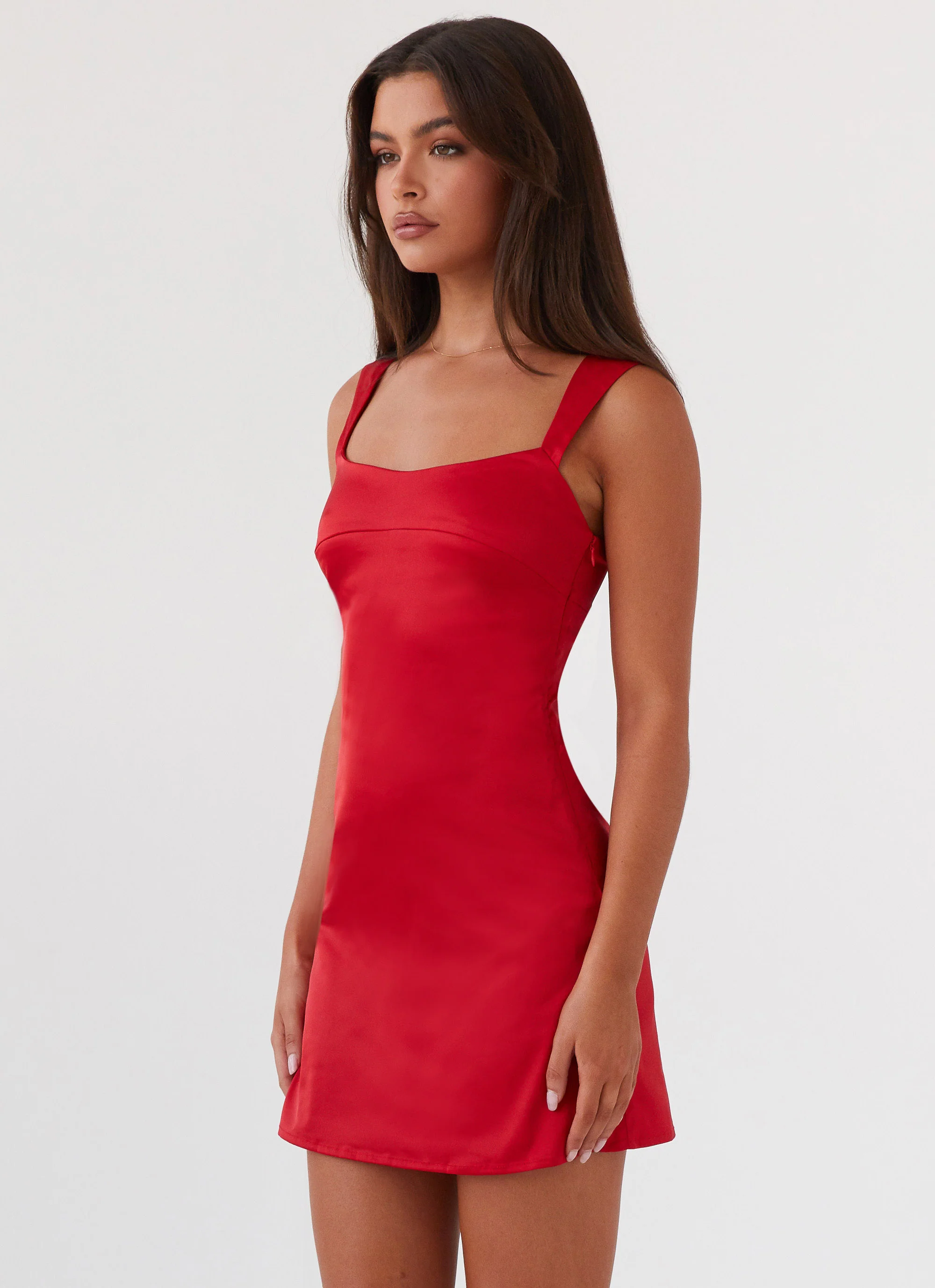 MESHKI Odette Satin Mini Dress - Red