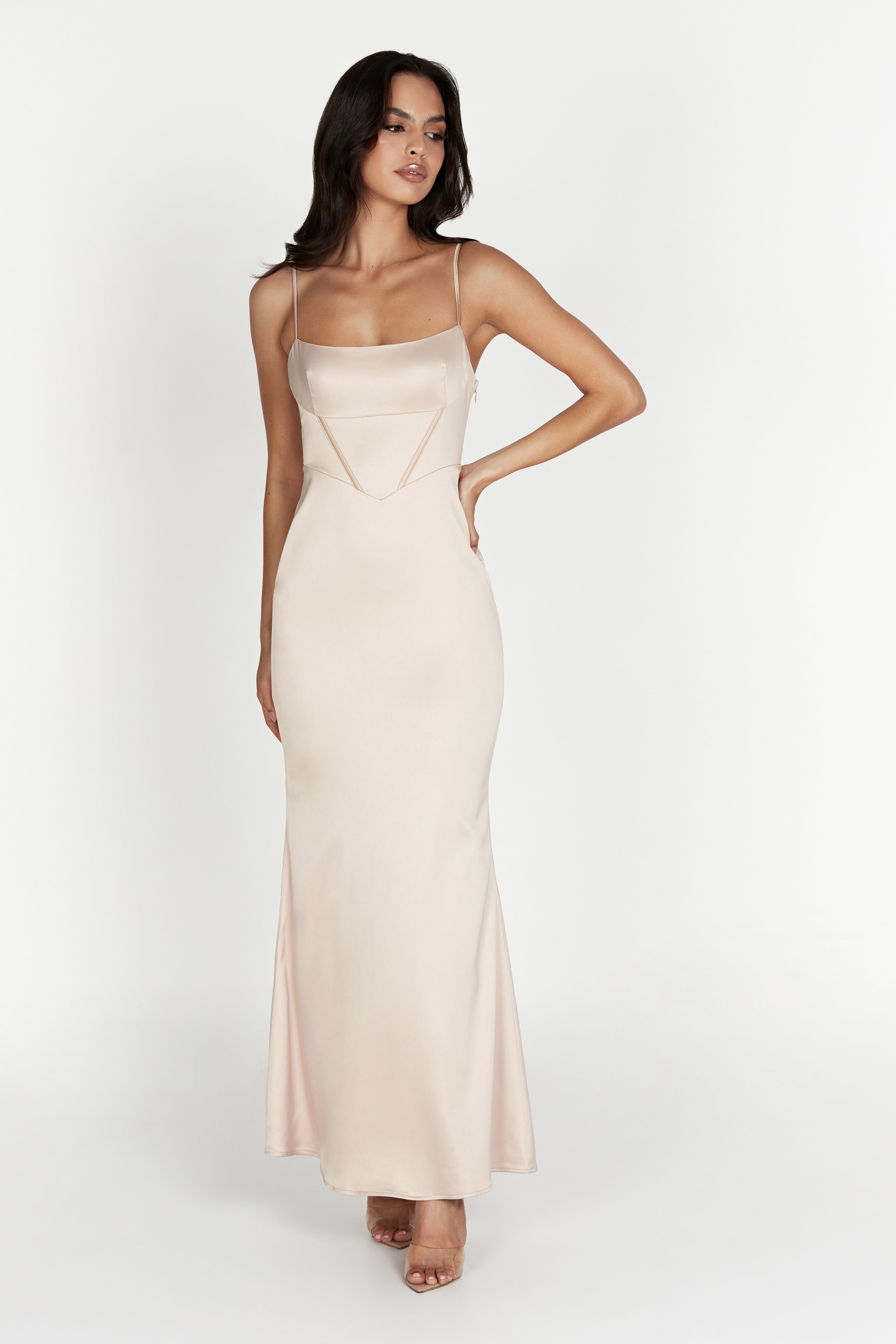 MESHKI Desirie Corset Maxi Dress - Champagne